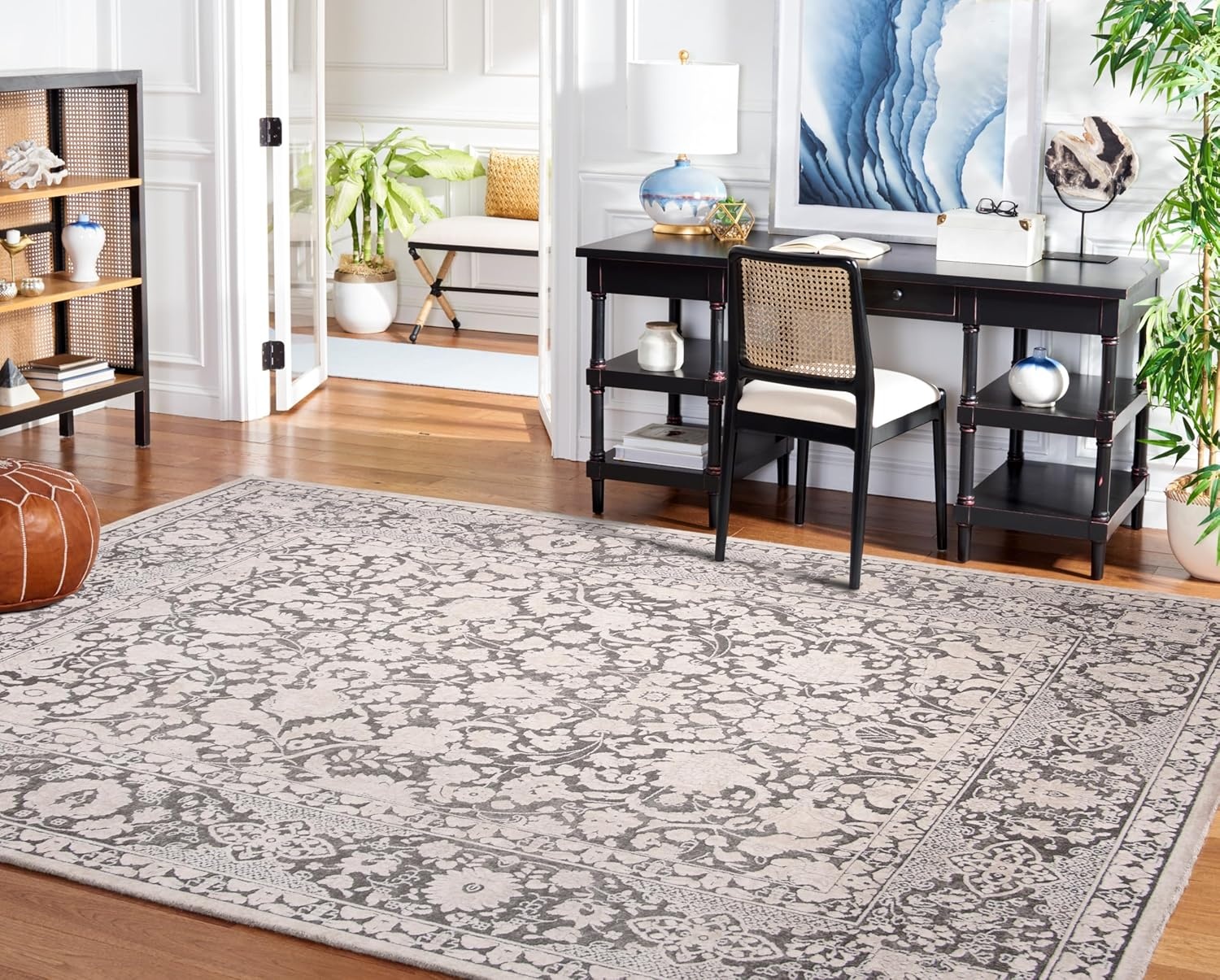 image:imageSAFAVIEH Area Rug 8x10 Reflection Collection Large Cream amp Ivory NonShedding amp Easy Cleaning Ideal for Living Room Bedroom Dining Space RFT667DDark GreyCream