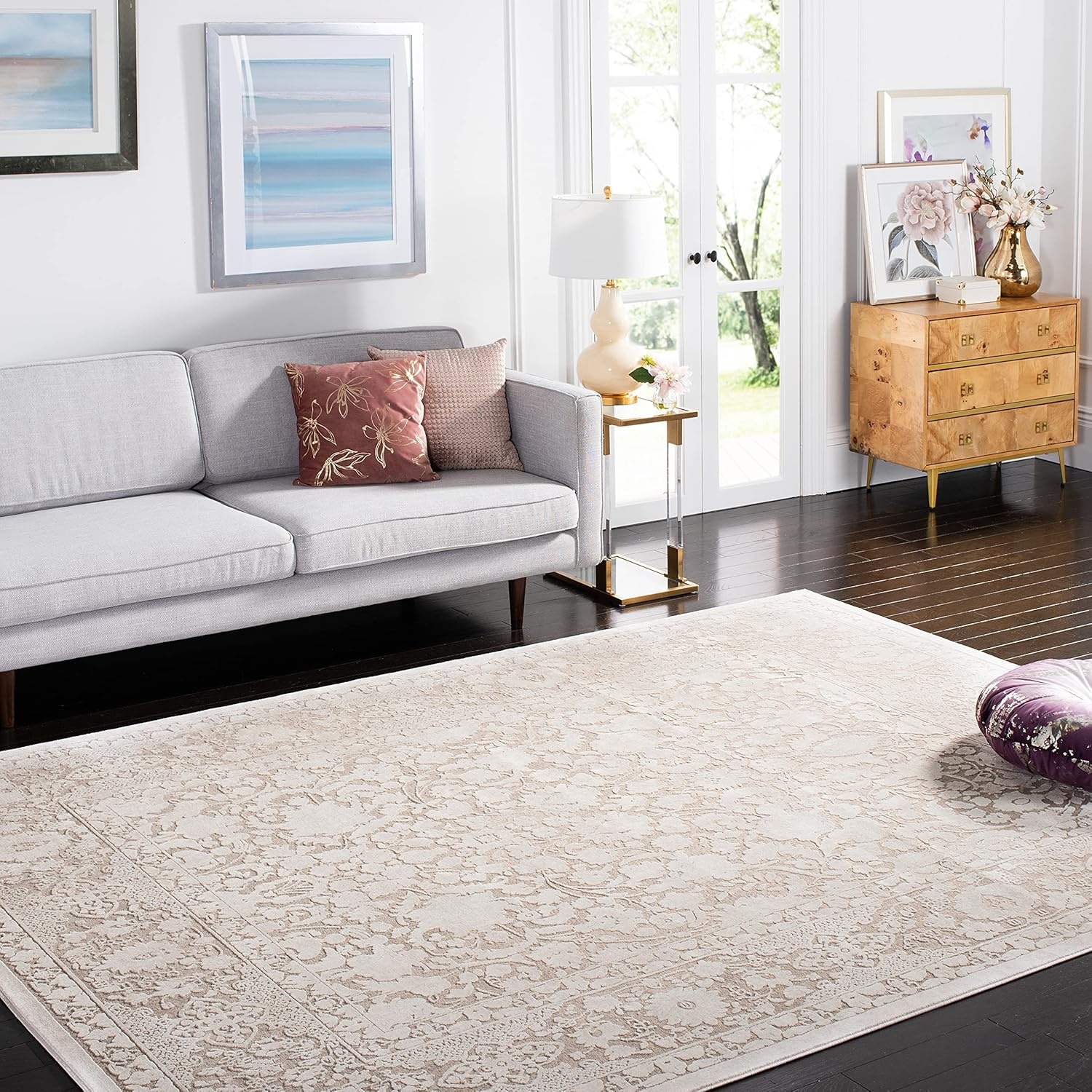 image:imageSAFAVIEH Area Rug 8x10 Reflection Collection Large Cream amp Ivory NonShedding amp Easy Cleaning Ideal for Living Room Bedroom Dining Space RFT667DBeigeCream