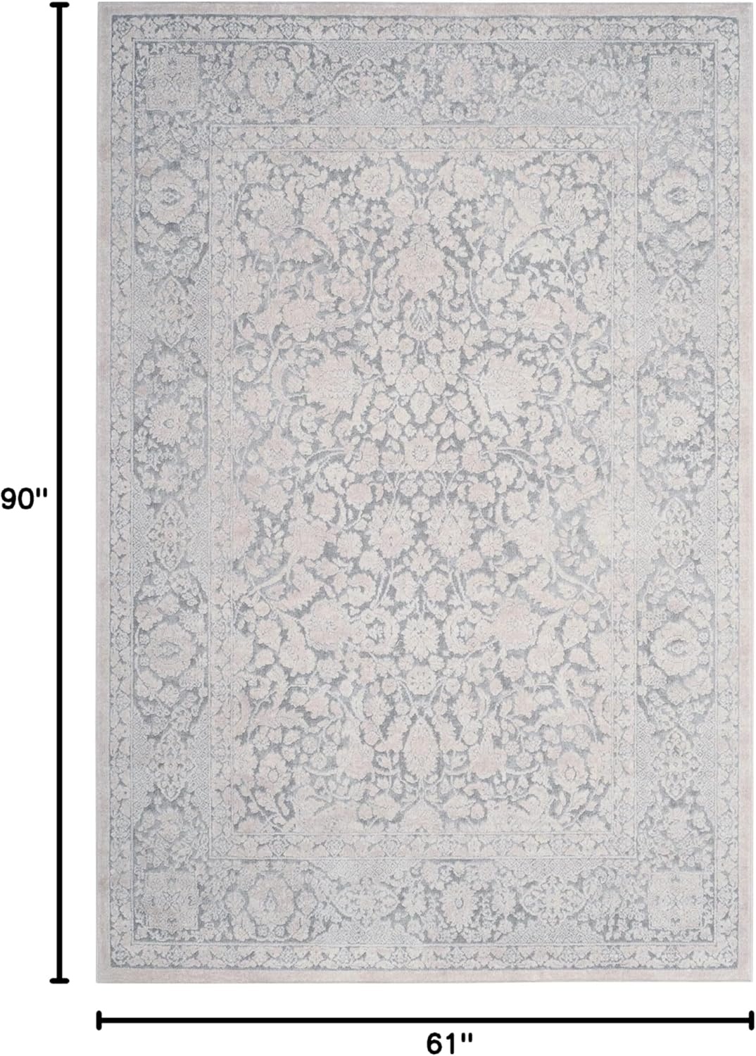 image:imageSAFAVIEH Area Rug 8x10 Reflection Collection Large Cream amp Ivory NonShedding amp Easy Cleaning Ideal for Living Room Bedroom Dining Space RFT667DLight GreyCream