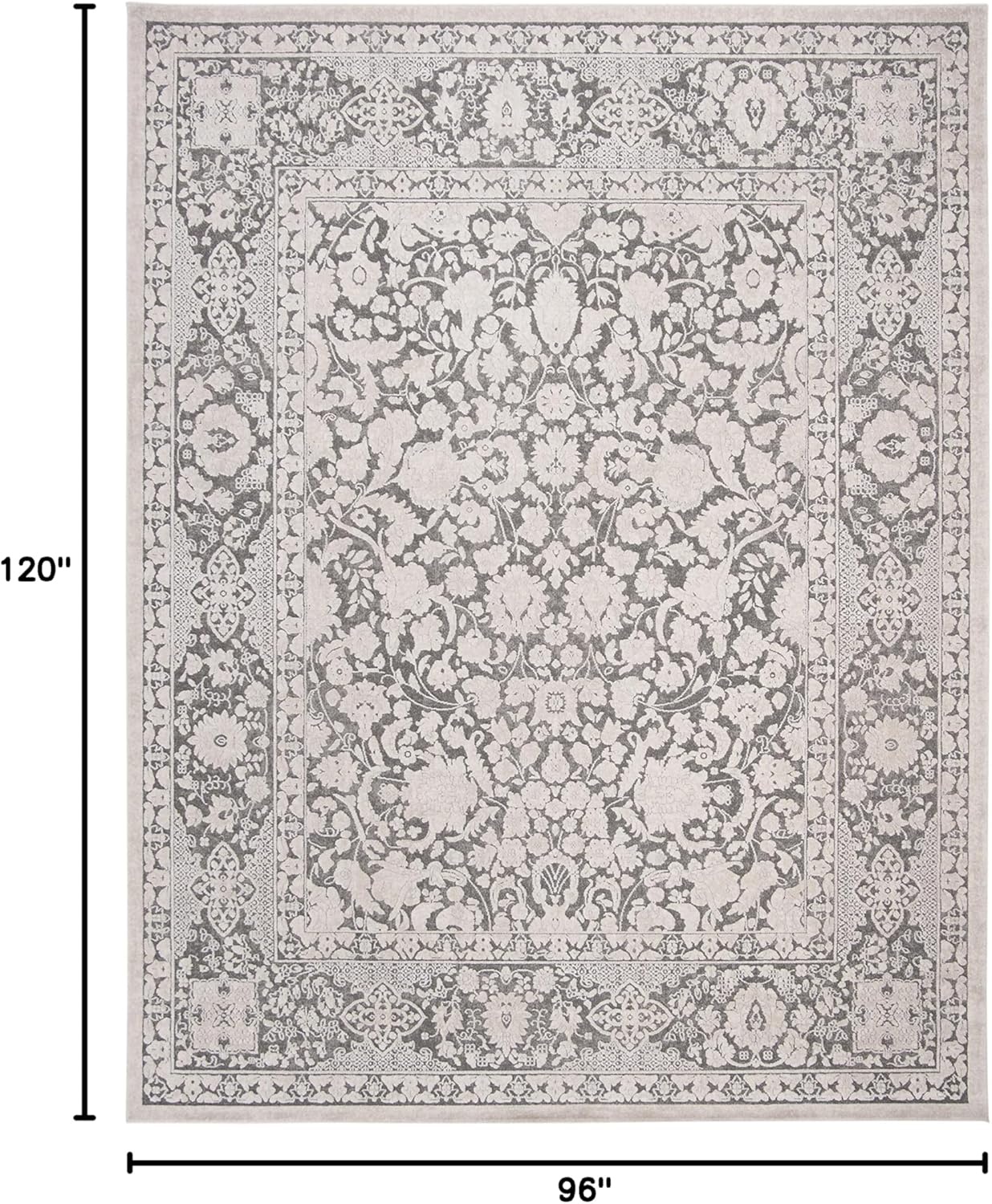 image:imageSAFAVIEH Area Rug 8x10 Reflection Collection Large Cream amp Ivory NonShedding amp Easy Cleaning Ideal for Living Room Bedroom Dining Space RFT667DDark GreyCream