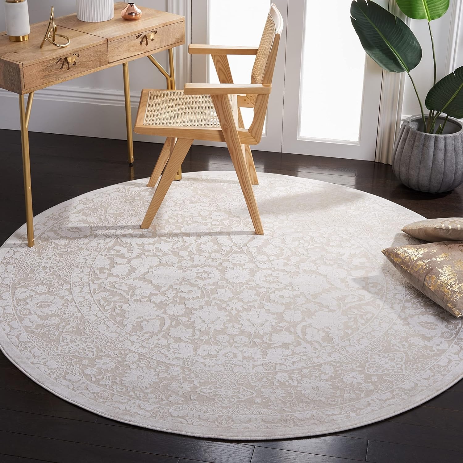 image:imageSAFAVIEH Area Rug 8x10 Reflection Collection Large Cream amp Ivory NonShedding amp Easy Cleaning Ideal for Living Room Bedroom Dining Space RFT667DCremeIvory