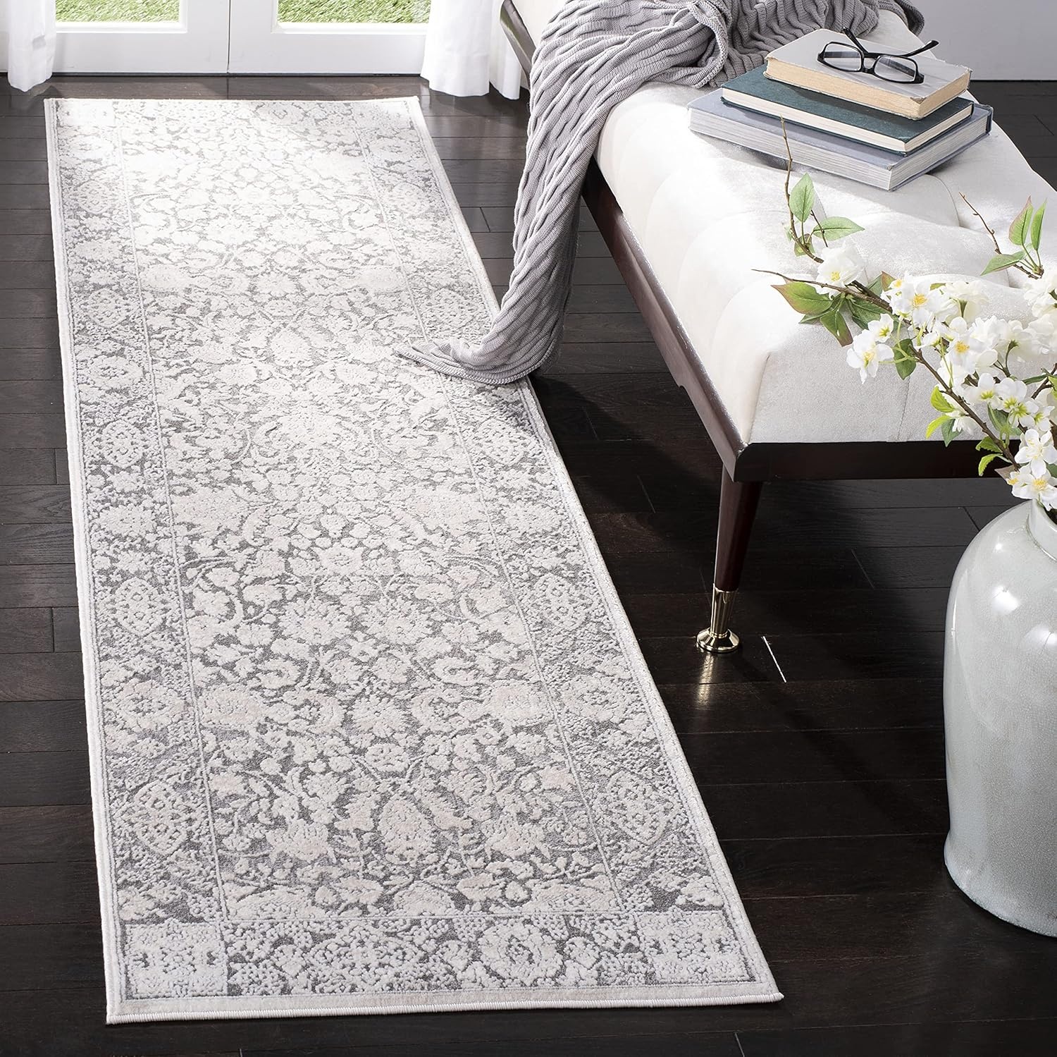 image:imageSAFAVIEH Area Rug 8x10 Reflection Collection Large Cream amp Ivory NonShedding amp Easy Cleaning Ideal for Living Room Bedroom Dining Space RFT667DDark GreyCream