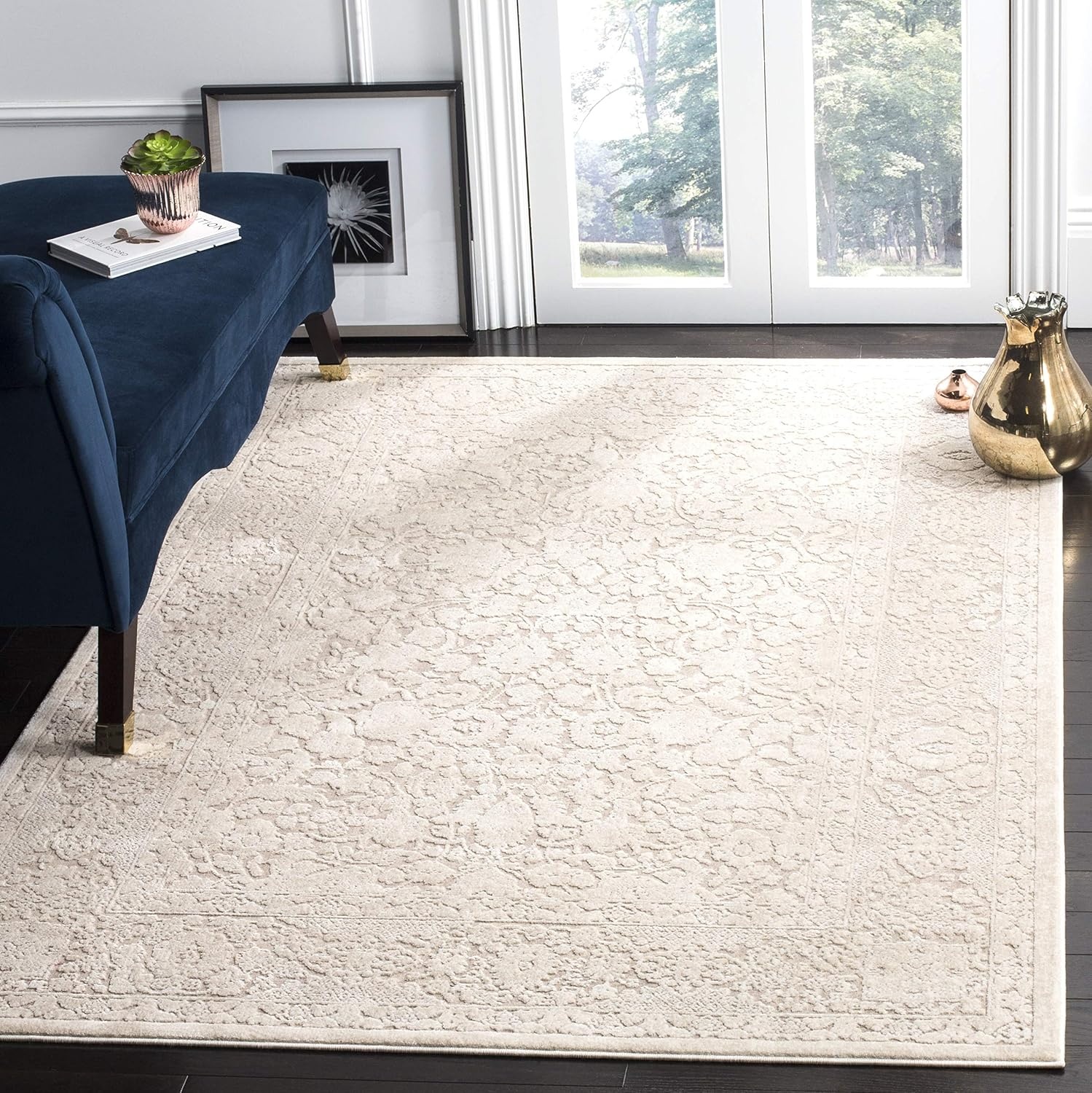 image:imageSAFAVIEH Area Rug 8x10 Reflection Collection Large Cream amp Ivory NonShedding amp Easy Cleaning Ideal for Living Room Bedroom Dining Space RFT667DBeigeCream