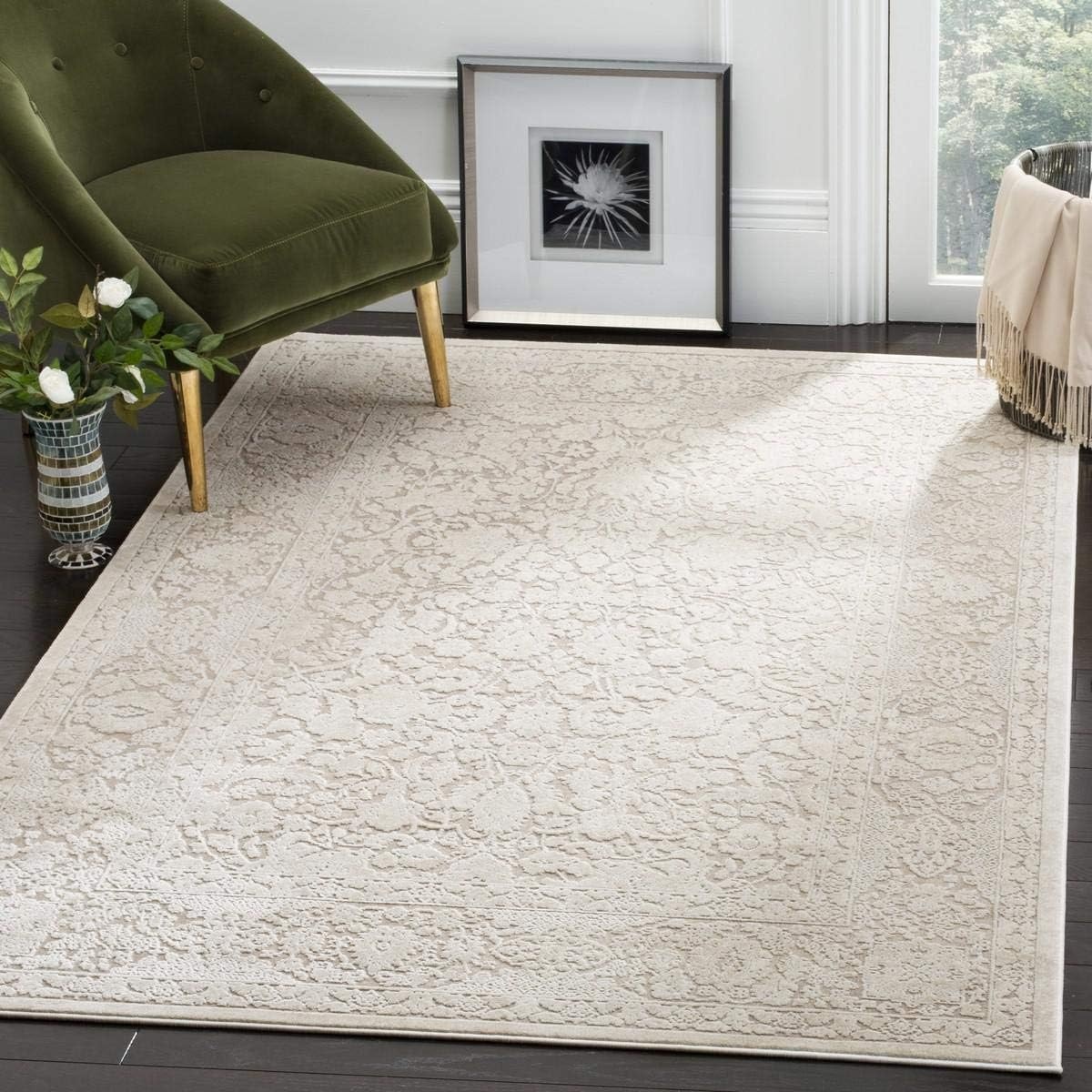 image:imageSAFAVIEH Area Rug 8x10 Reflection Collection Large Cream amp Ivory NonShedding amp Easy Cleaning Ideal for Living Room Bedroom Dining Space RFT667DBeigeCream