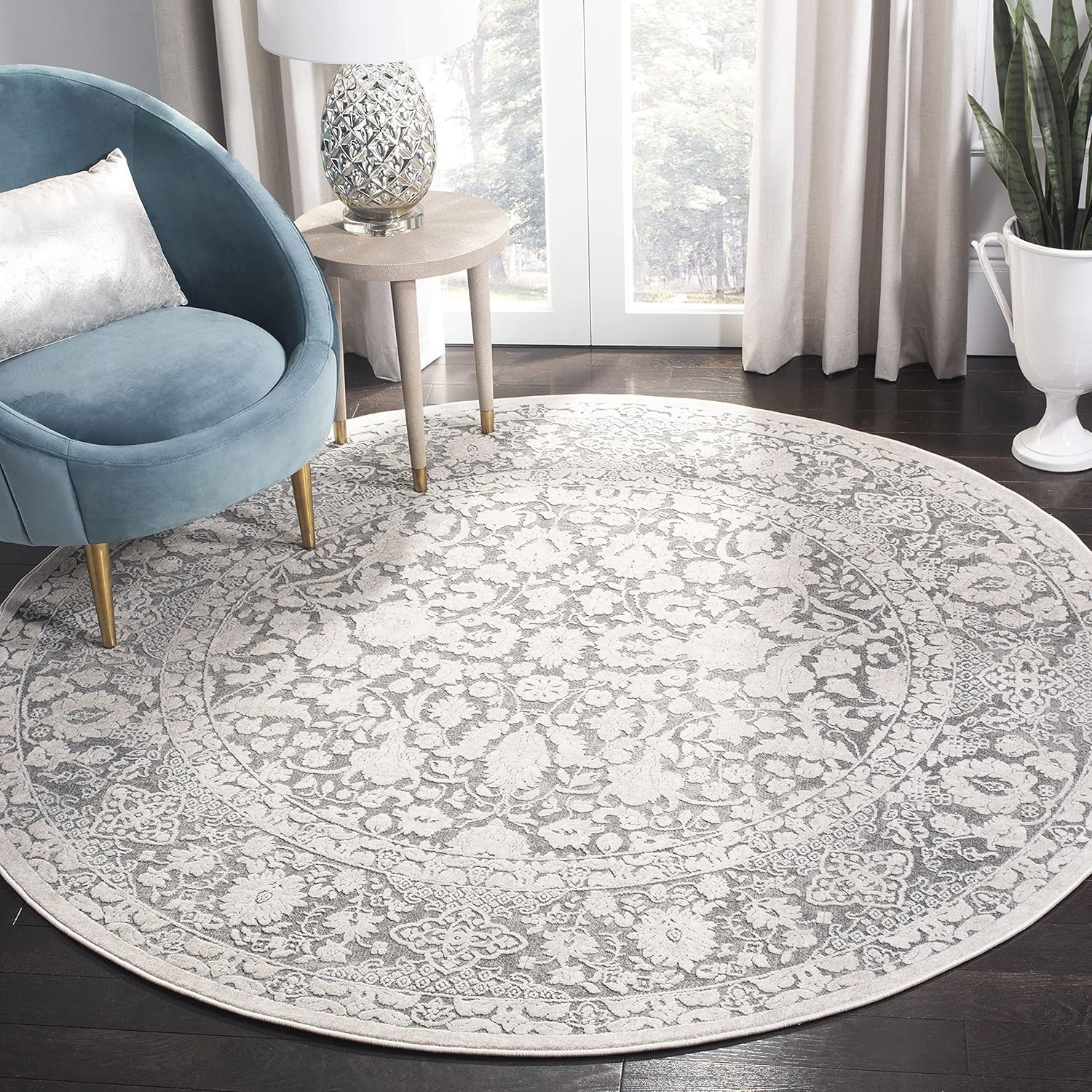 image:imageSAFAVIEH Area Rug 8x10 Reflection Collection Large Cream amp Ivory NonShedding amp Easy Cleaning Ideal for Living Room Bedroom Dining Space RFT667DDark GreyCream