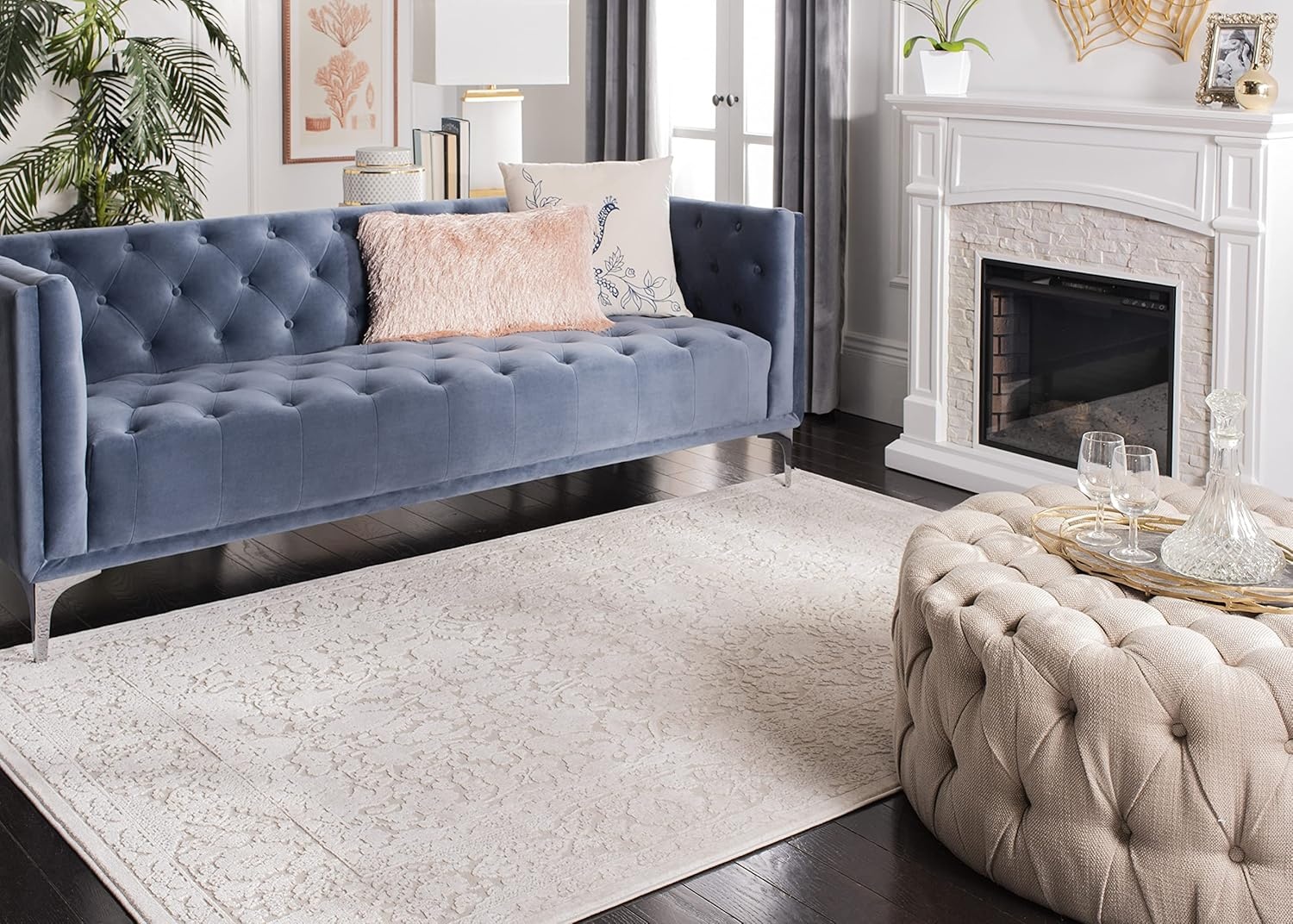 image:imageSAFAVIEH Area Rug 8x10 Reflection Collection Large Cream amp Ivory NonShedding amp Easy Cleaning Ideal for Living Room Bedroom Dining Space RFT667DCremeIvory