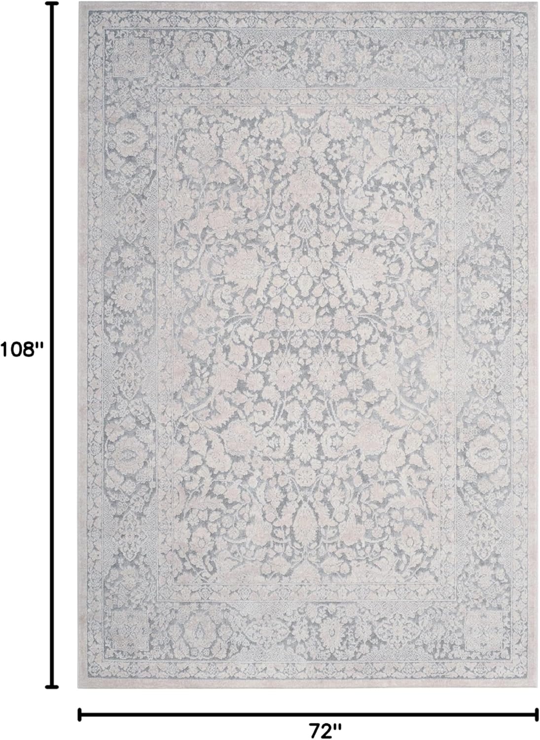 image:imageSAFAVIEH Area Rug 8x10 Reflection Collection Large Cream amp Ivory NonShedding amp Easy Cleaning Ideal for Living Room Bedroom Dining Space RFT667DLight GreyCream