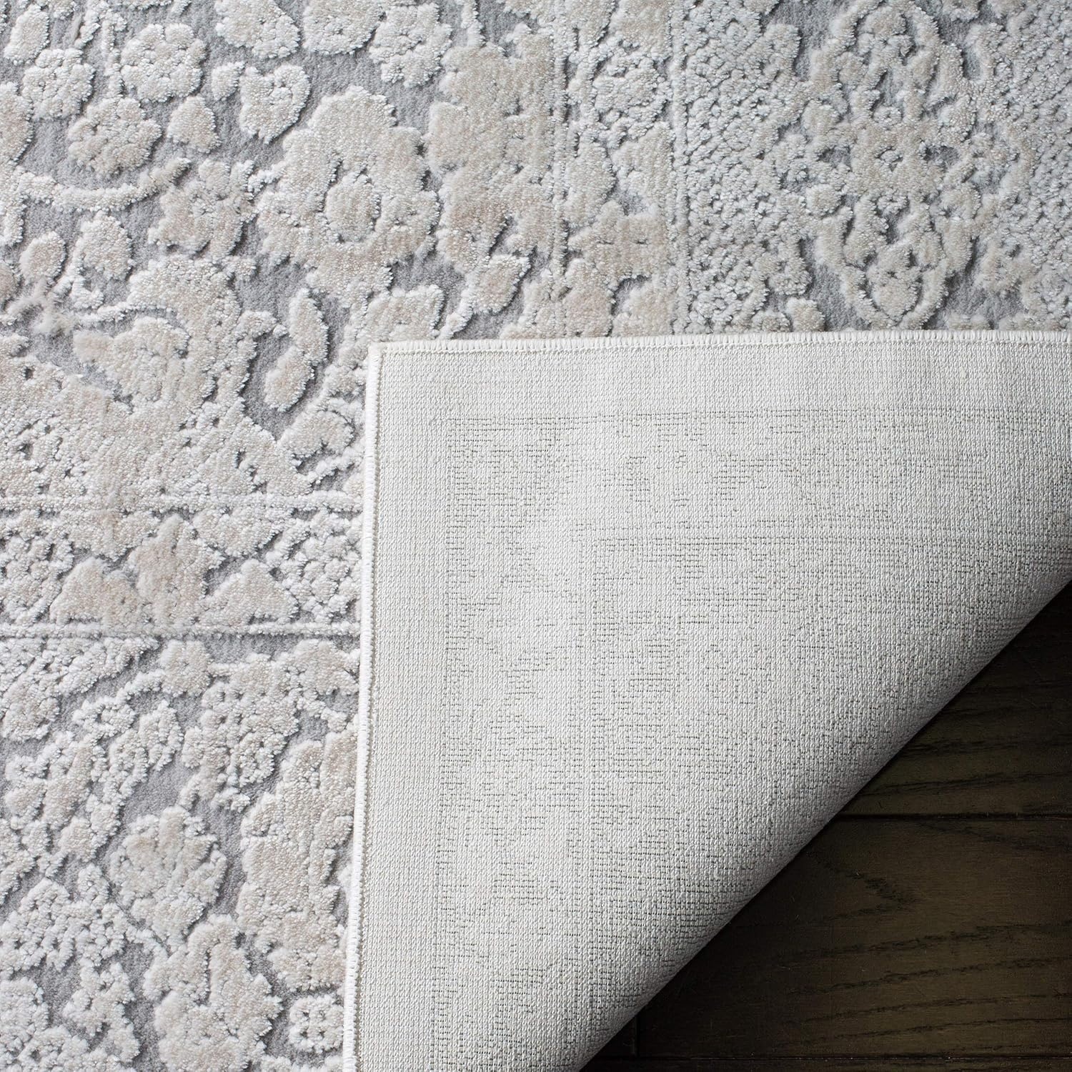 image:imageSAFAVIEH Area Rug 8x10 Reflection Collection Large Cream amp Ivory NonShedding amp Easy Cleaning Ideal for Living Room Bedroom Dining Space RFT667DLight GreyCream