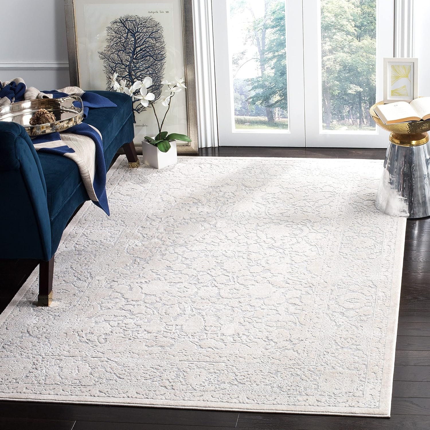 image:imageSAFAVIEH Area Rug 8x10 Reflection Collection Large Cream amp Ivory NonShedding amp Easy Cleaning Ideal for Living Room Bedroom Dining Space RFT667DLight GreyCream