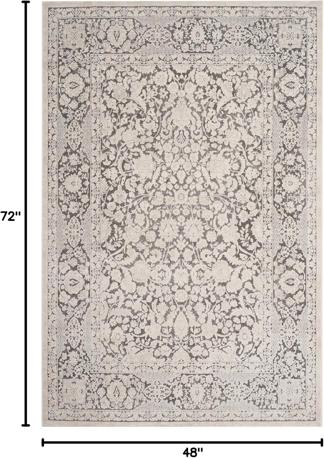 image:imageSAFAVIEH Area Rug 8x10 Reflection Collection Large Cream amp Ivory NonShedding amp Easy Cleaning Ideal for Living Room Bedroom Dining Space RFT667DDark GreyCream