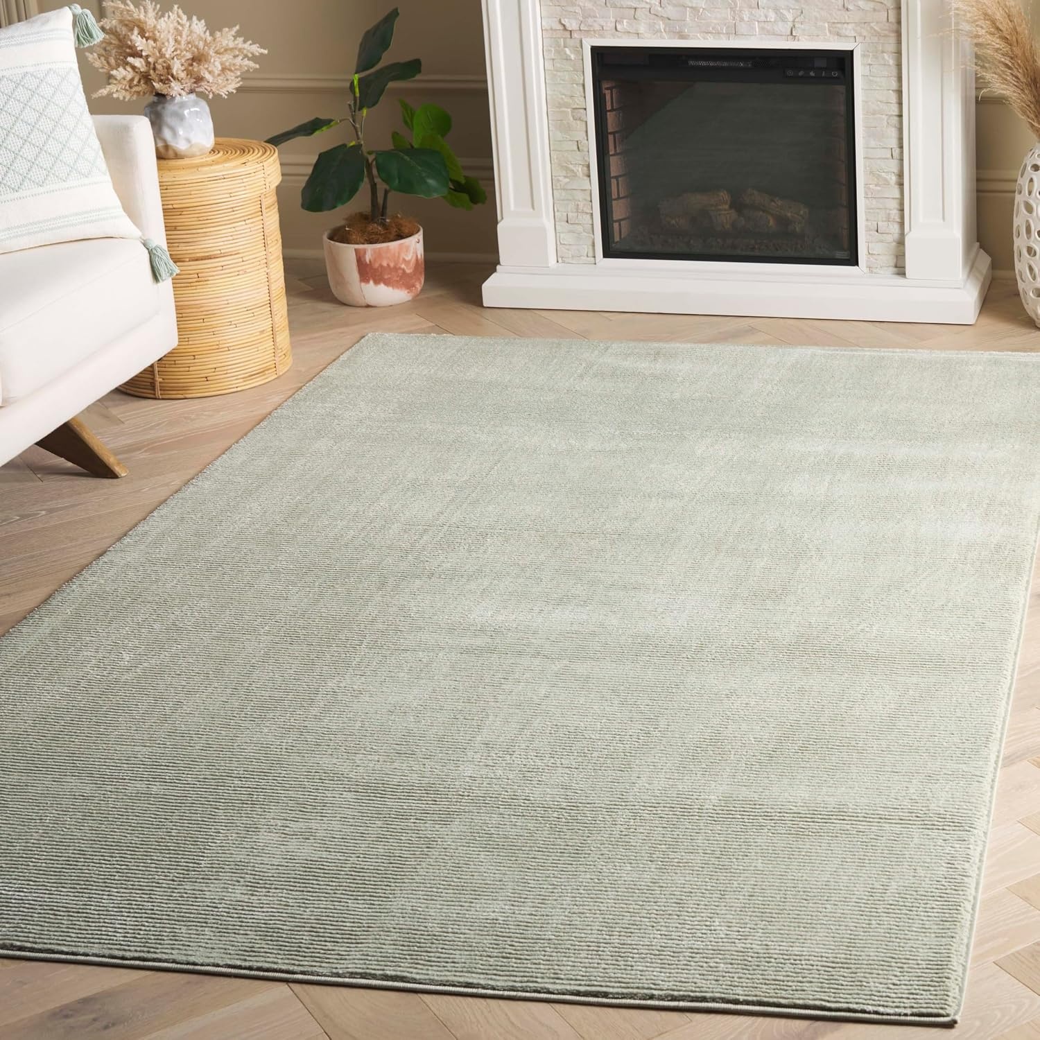 image:imageSAFAVIEH Area Rug 8x10 Revive Collection Large Green Solid Pattern NonShedding amp Easy Cleaning Ideal for Living Room Bedroom Office Dining Space REV102YSage