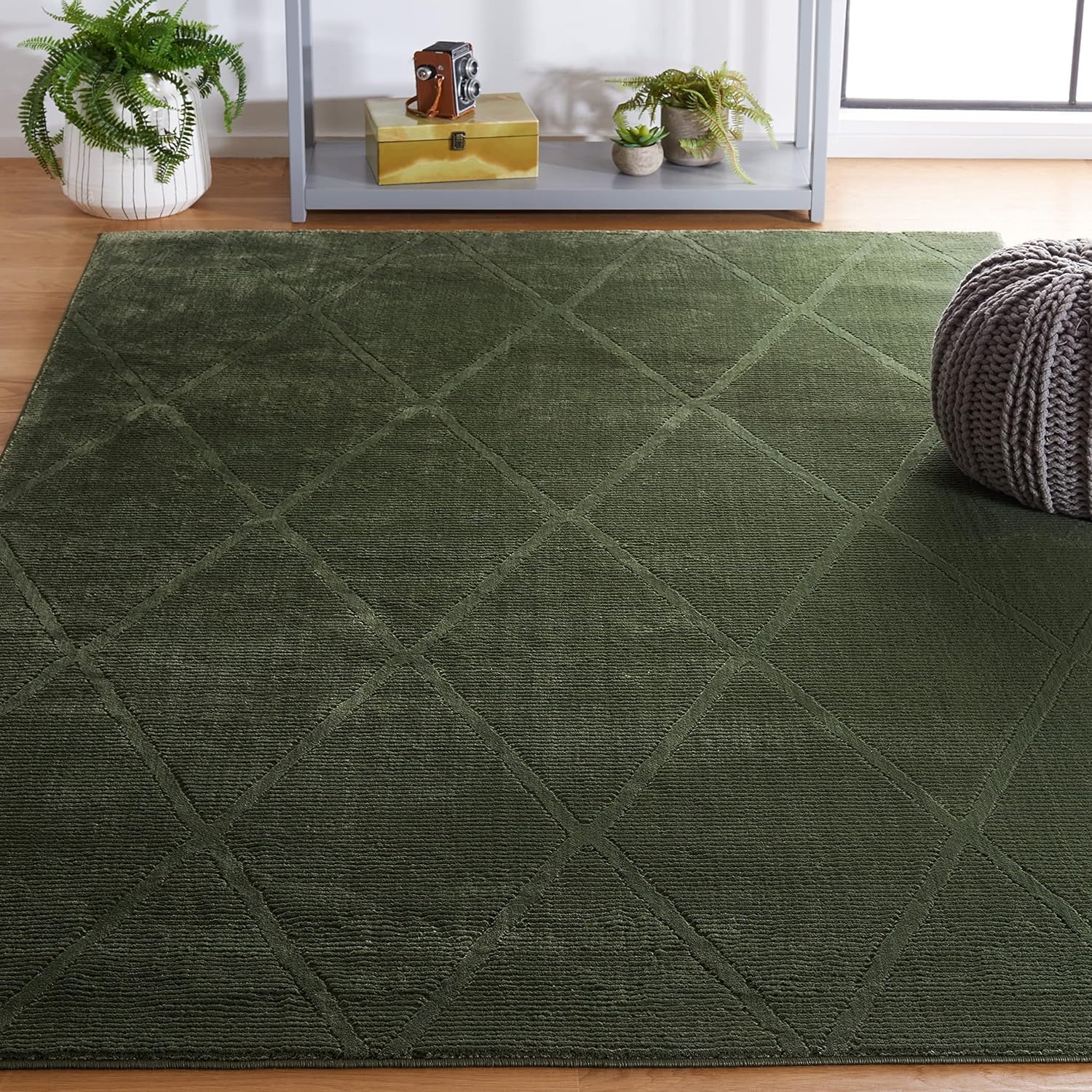 image:imageSAFAVIEH Area Rug 8x10 Revive Collection Large Green Trellis Pattern NonShedding amp Easy Cleaning Ideal for Living Room Bedroom Office Dining Space REV104YGreen