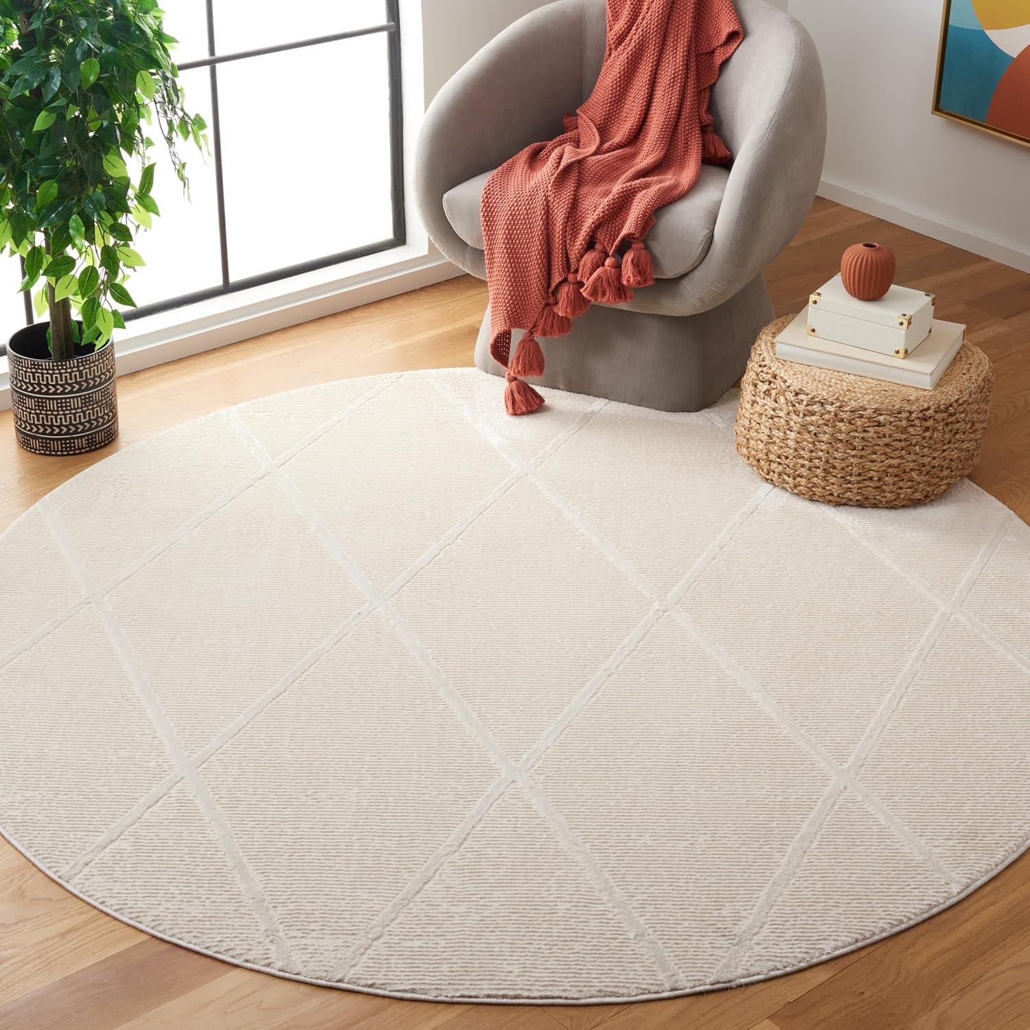 image:imageSAFAVIEH Area Rug 8x10 Revive Collection Large Green Trellis Pattern NonShedding amp Easy Cleaning Ideal for Living Room Bedroom Office Dining Space REV104YIvory