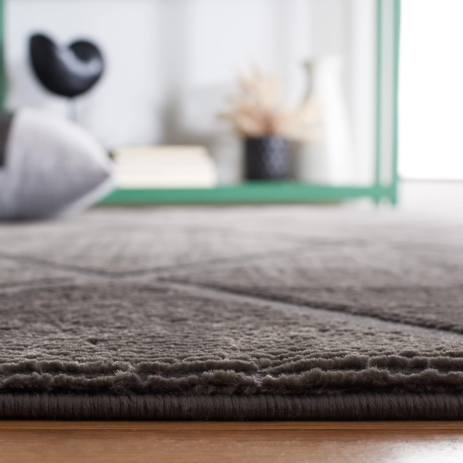 image:imageSAFAVIEH Area Rug 8x10 Revive Collection Large Green Trellis Pattern NonShedding amp Easy Cleaning Ideal for Living Room Bedroom Office Dining Space REV104YCharcoal