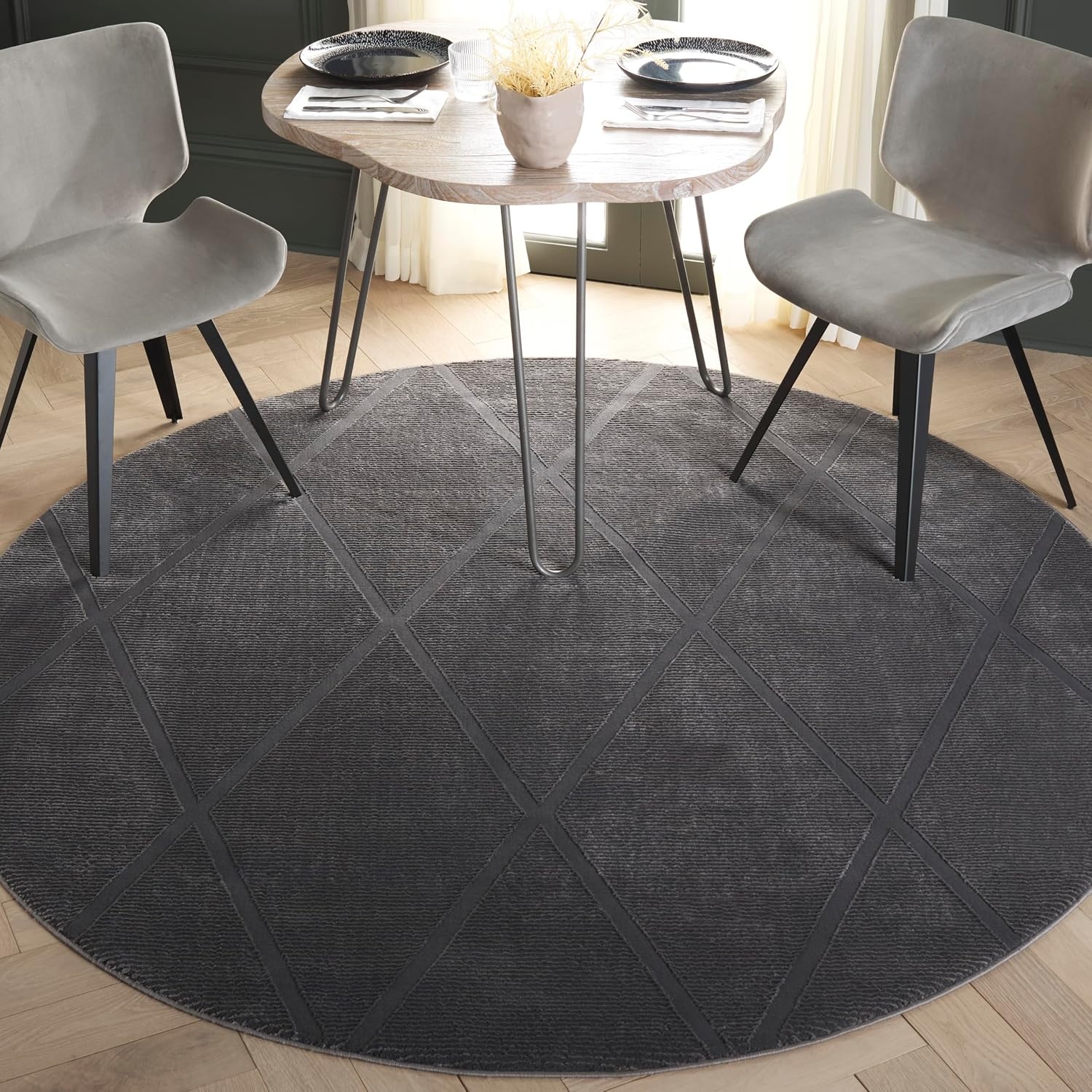 image:imageSAFAVIEH Area Rug 8x10 Revive Collection Large Green Trellis Pattern NonShedding amp Easy Cleaning Ideal for Living Room Bedroom Office Dining Space REV104YCharcoal
