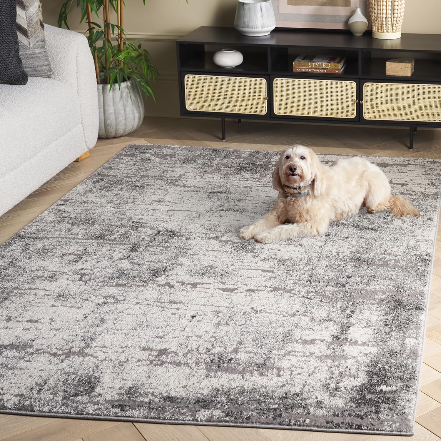 image:imageSAFAVIEH Area Rug 8x10 Spirit Collection Large Taupe amp Ivory Modern Abstract Design NonShedding amp Easy Cleaning Ideal for Living Room Bedroom Office Dining Space SPR126EIvoryGrey