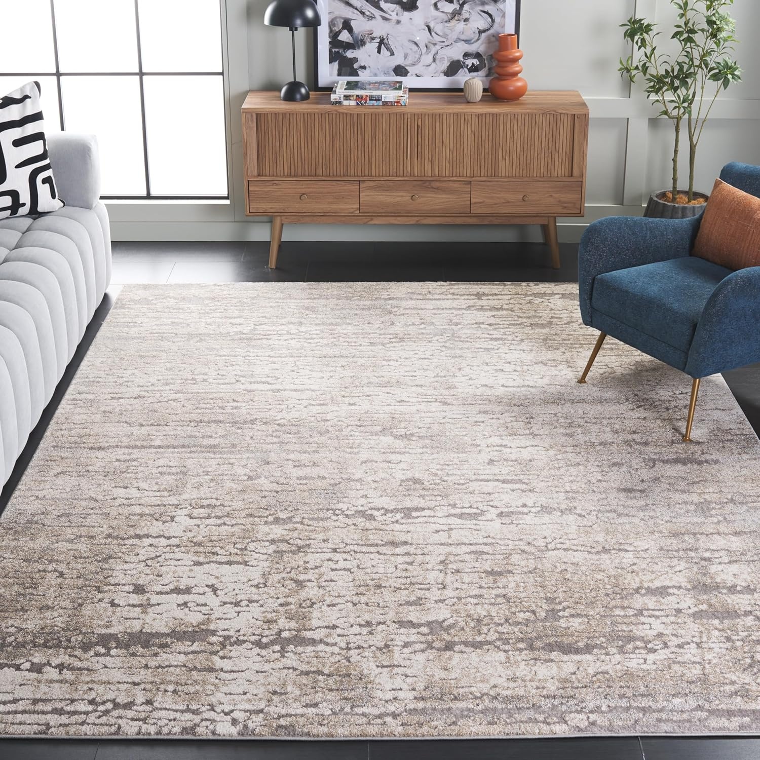 image:imageSAFAVIEH Area Rug 8x10 Spirit Collection Large Taupe amp Ivory Modern Abstract Design NonShedding amp Easy Cleaning Ideal for Living Room Bedroom Office Dining Space SPR126ETaupeIvory