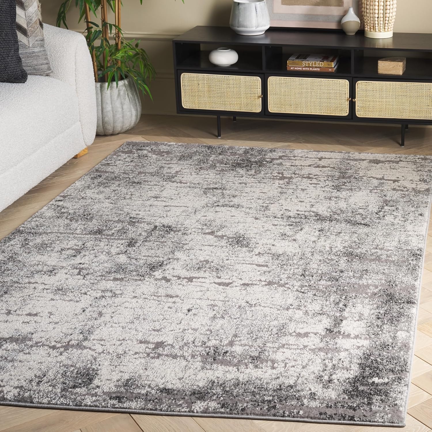 image:imageSAFAVIEH Area Rug 8x10 Spirit Collection Large Taupe amp Ivory Modern Abstract Design NonShedding amp Easy Cleaning Ideal for Living Room Bedroom Office Dining Space SPR126EIvoryGrey