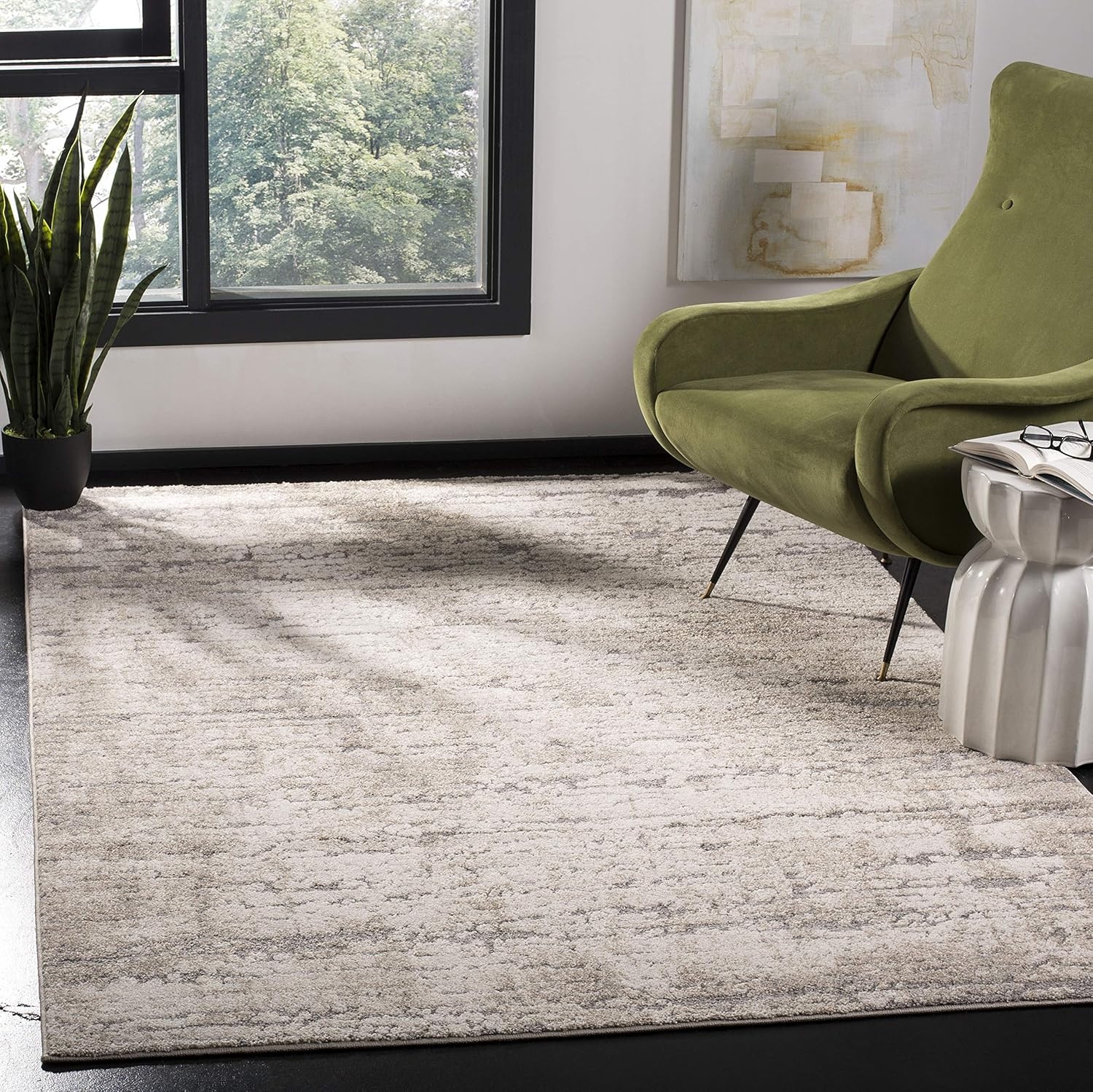 image:imageSAFAVIEH Area Rug 8x10 Spirit Collection Large Taupe amp Ivory Modern Abstract Design NonShedding amp Easy Cleaning Ideal for Living Room Bedroom Office Dining Space SPR126ETaupeIvory