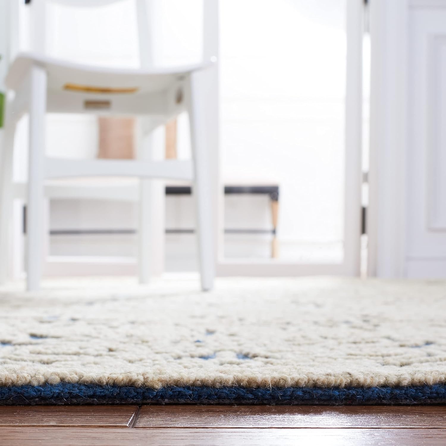 image:imageSAFAVIEH Area Rug 8x10 Trace Collection Large Ivory Handmade Wool Ideal for Living Room Bedroom Office Dining Space TRC101CBlueIvory