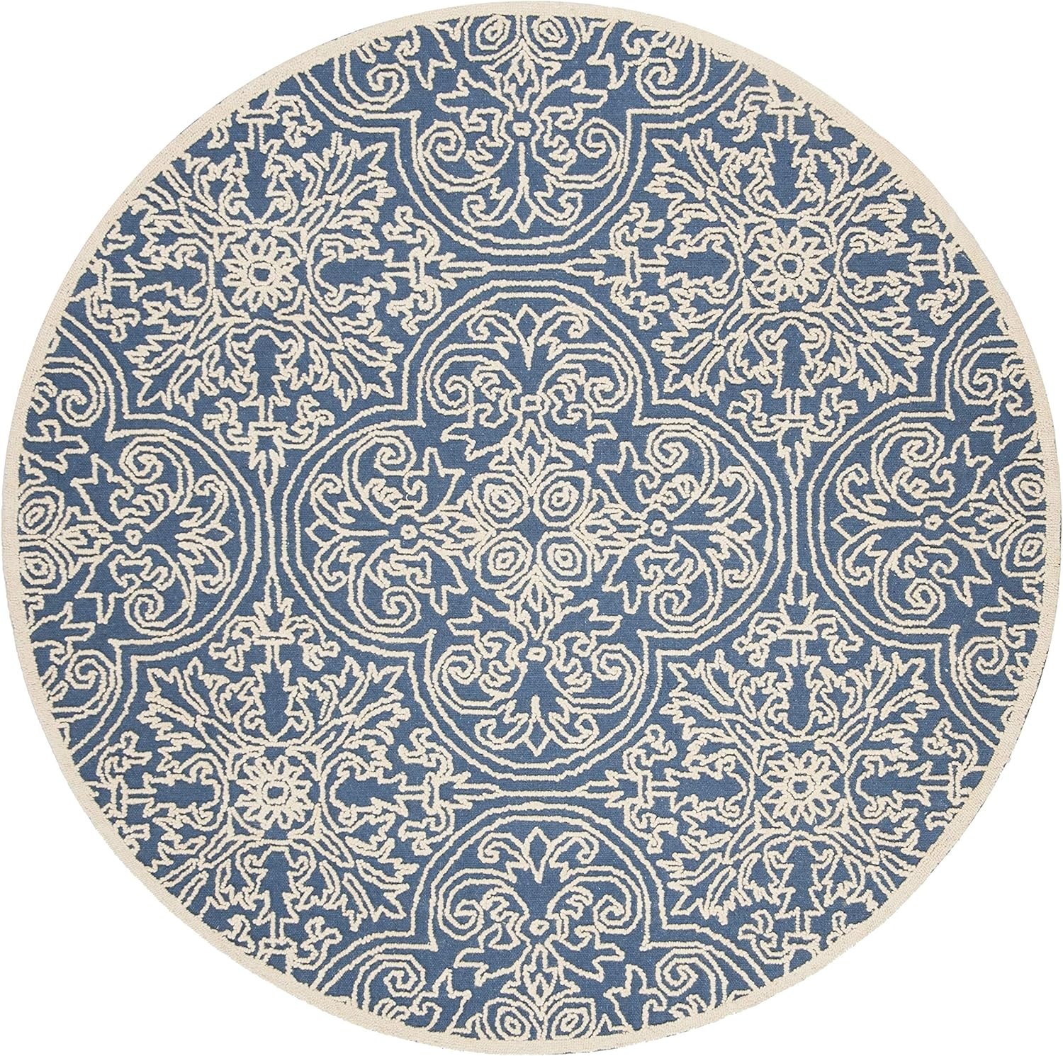 image:imageSAFAVIEH Area Rug 8x10 Trace Collection Large Ivory Handmade Wool Ideal for Living Room Bedroom Office Dining Space TRC101CBlueIvory