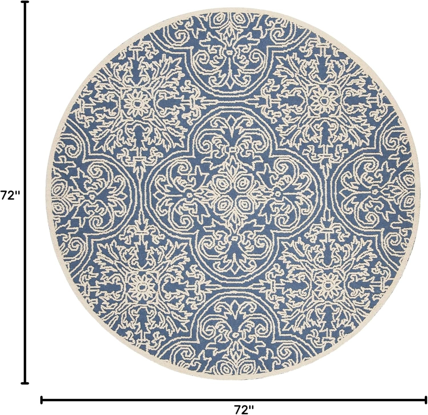 image:imageSAFAVIEH Area Rug 8x10 Trace Collection Large Ivory Handmade Wool Ideal for Living Room Bedroom Office Dining Space TRC101CBlueIvory