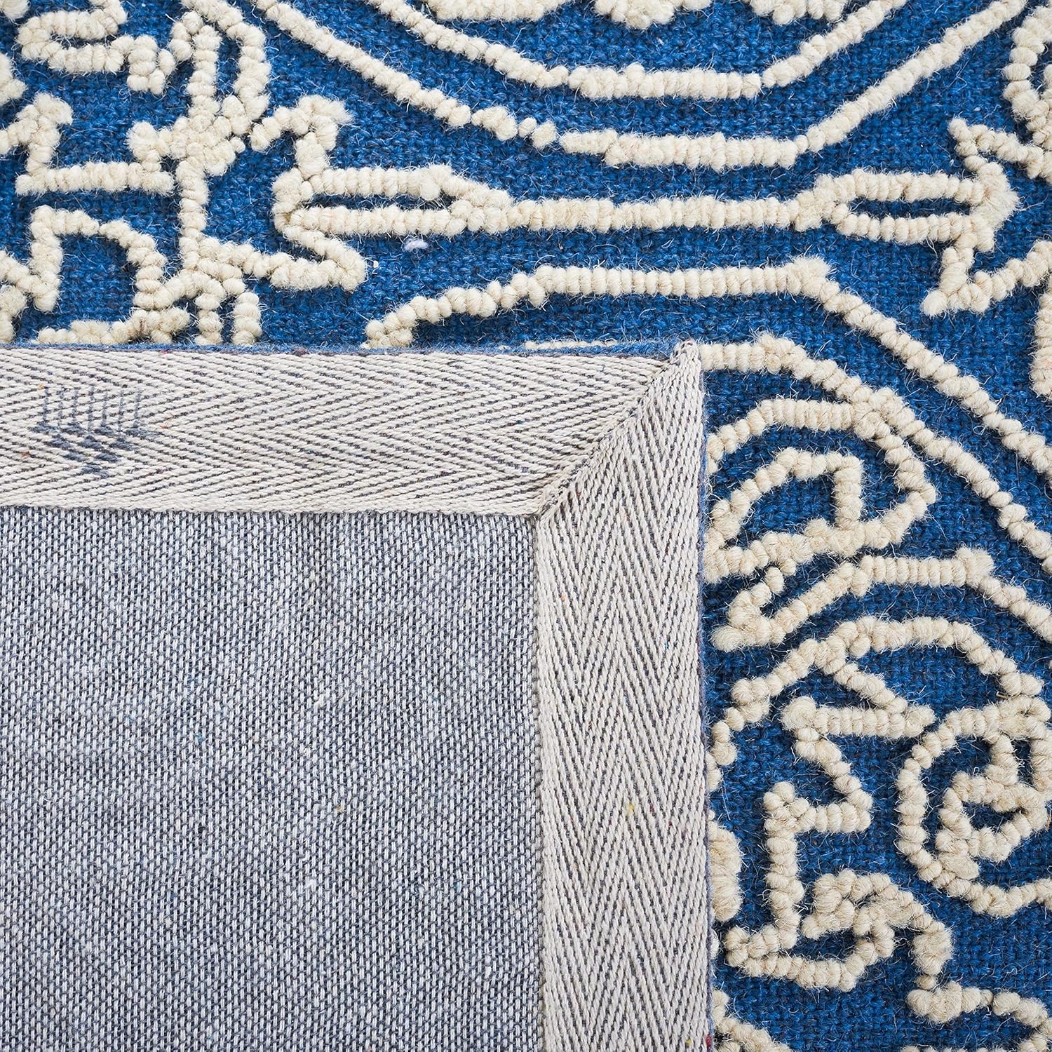 image:imageSAFAVIEH Area Rug 8x10 Trace Collection Large Ivory Handmade Wool Ideal for Living Room Bedroom Office Dining Space TRC101CBlueIvory