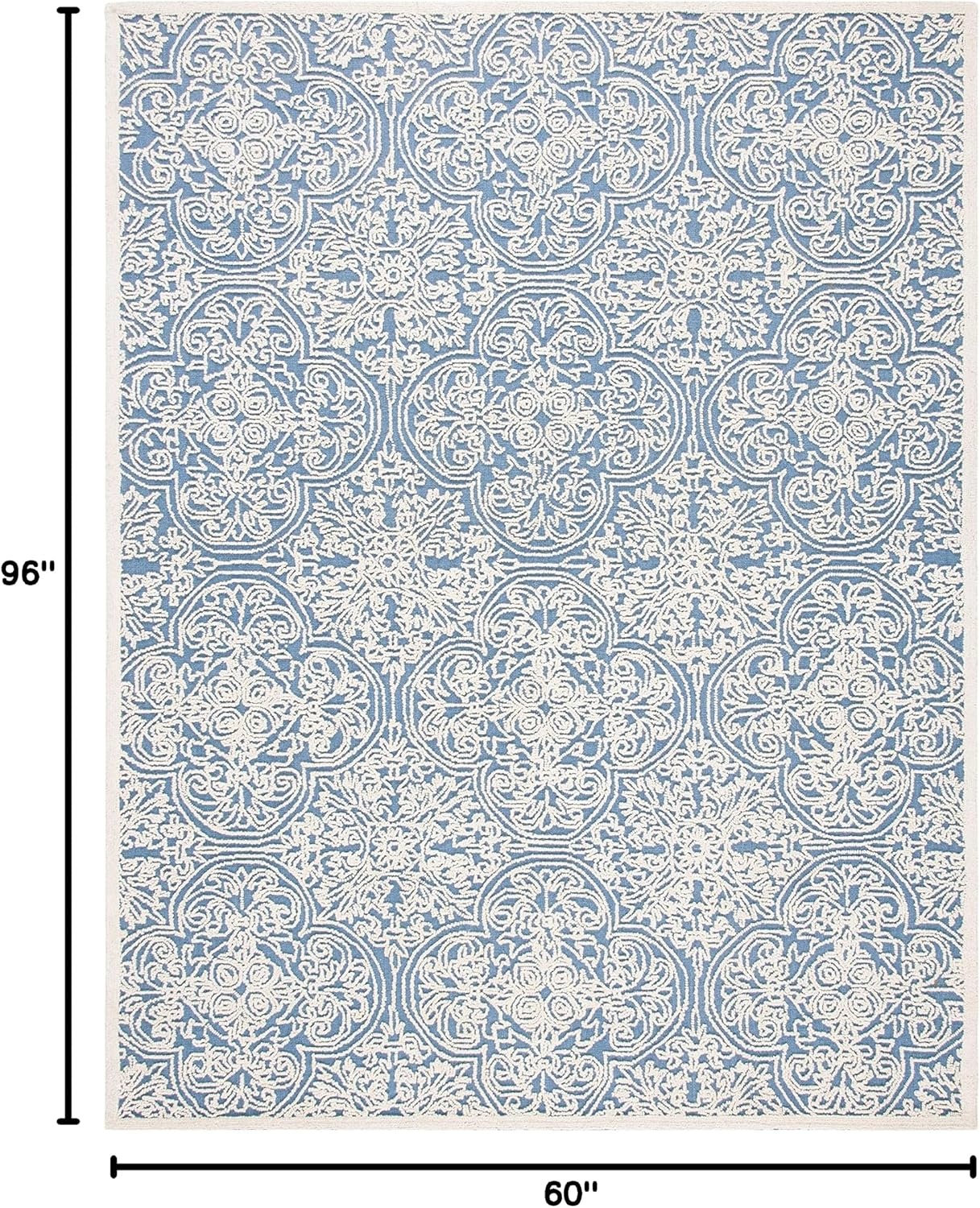 image:imageSAFAVIEH Area Rug 8x10 Trace Collection Large Ivory Handmade Wool Ideal for Living Room Bedroom Office Dining Space TRC101CBlueIvory