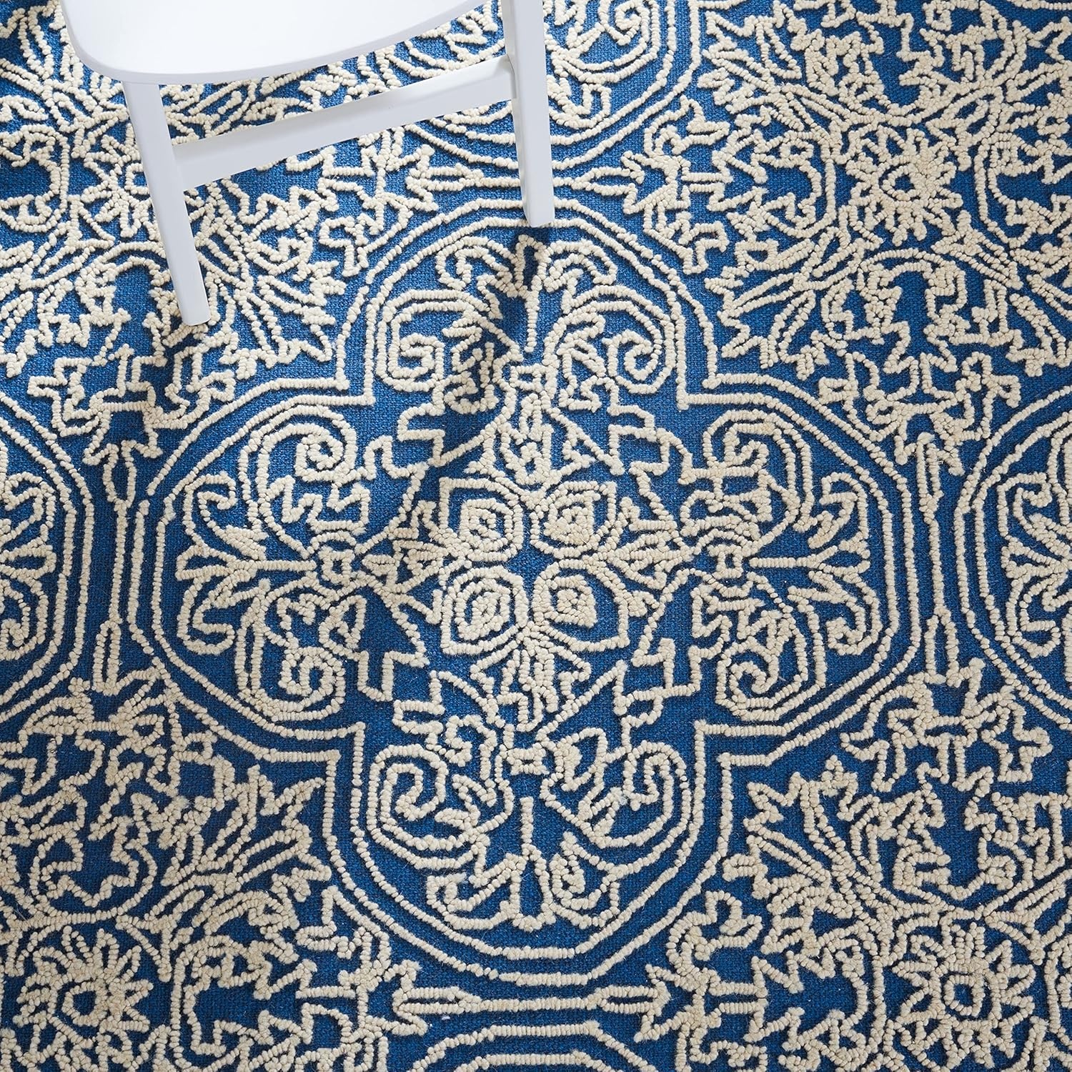 image:imageSAFAVIEH Area Rug 8x10 Trace Collection Large Ivory Handmade Wool Ideal for Living Room Bedroom Office Dining Space TRC101CBlueIvory