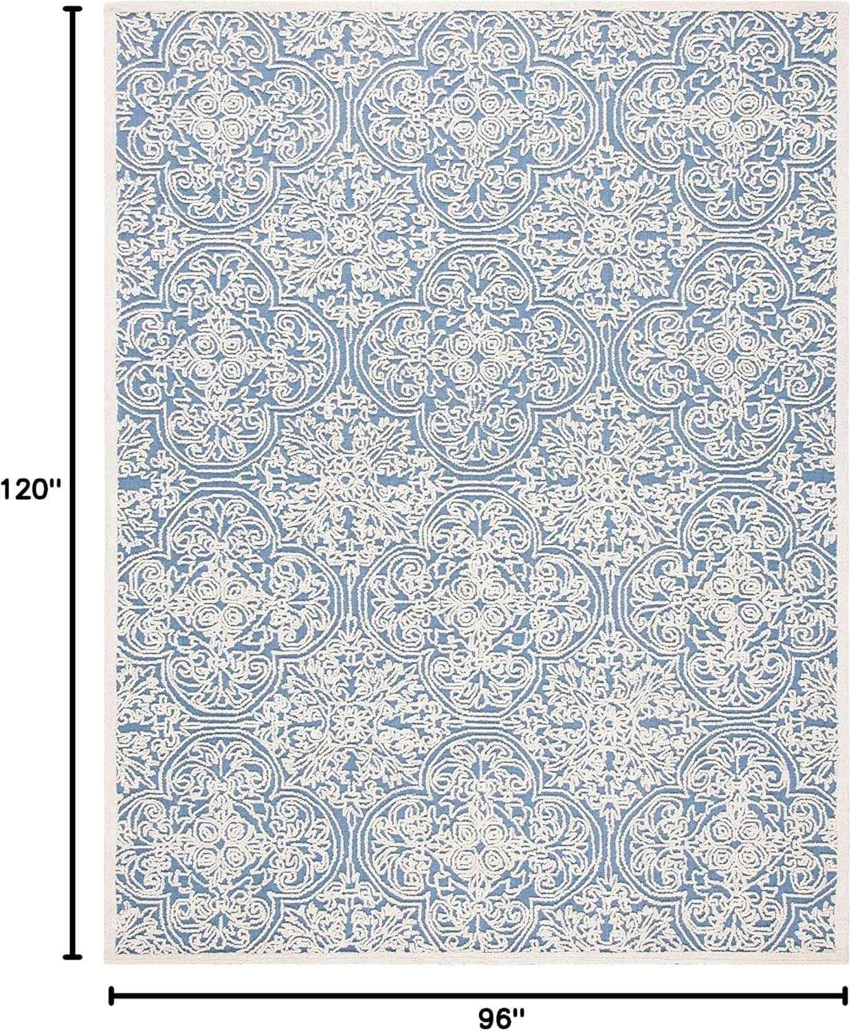 image:imageSAFAVIEH Area Rug 8x10 Trace Collection Large Ivory Handmade Wool Ideal for Living Room Bedroom Office Dining Space TRC101CBlueIvory