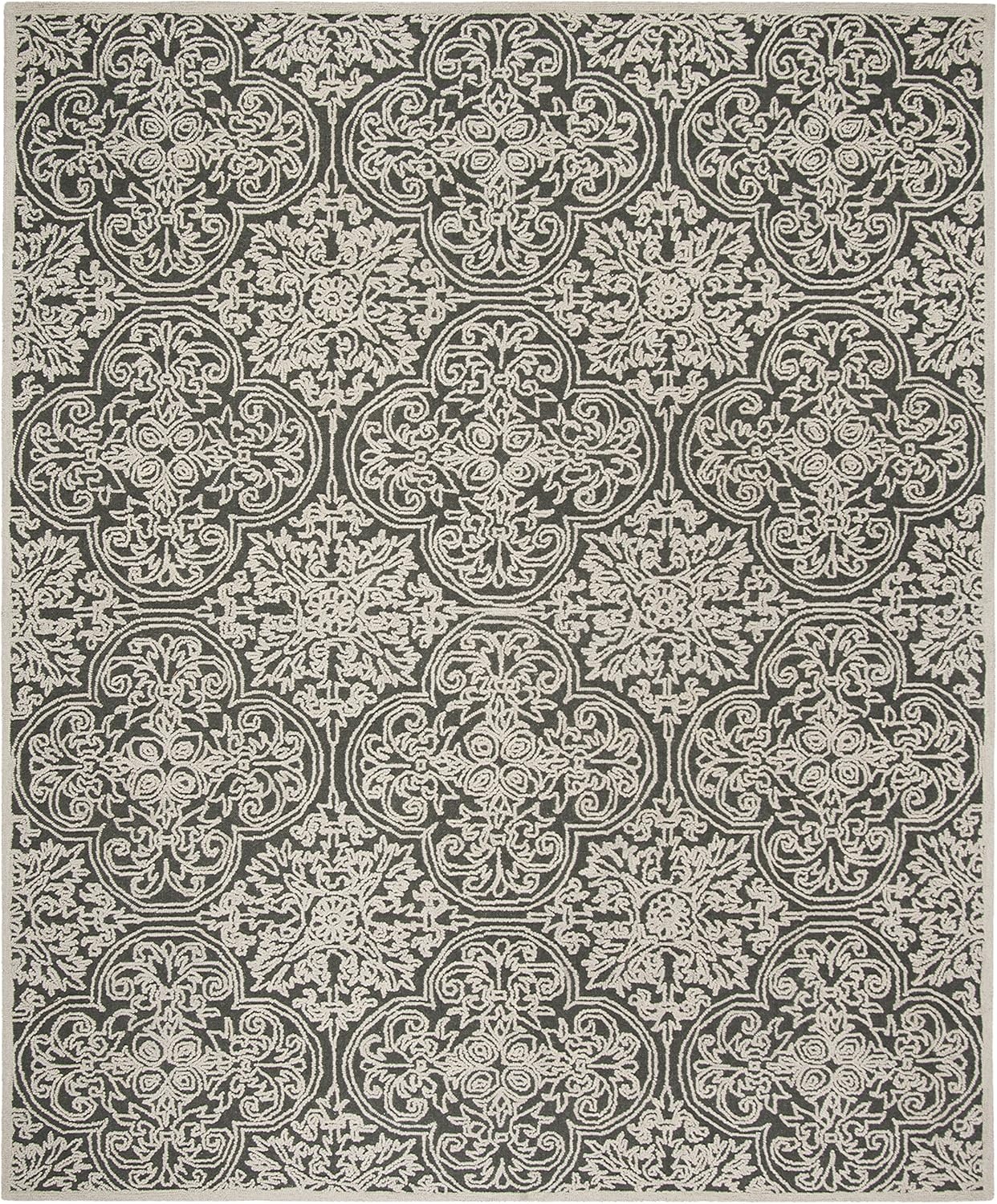 image:imageSAFAVIEH Area Rug 8x10 Trace Collection Large Ivory Handmade Wool Ideal for Living Room Bedroom Office Dining Space TRC101CDark GreyLight Grey