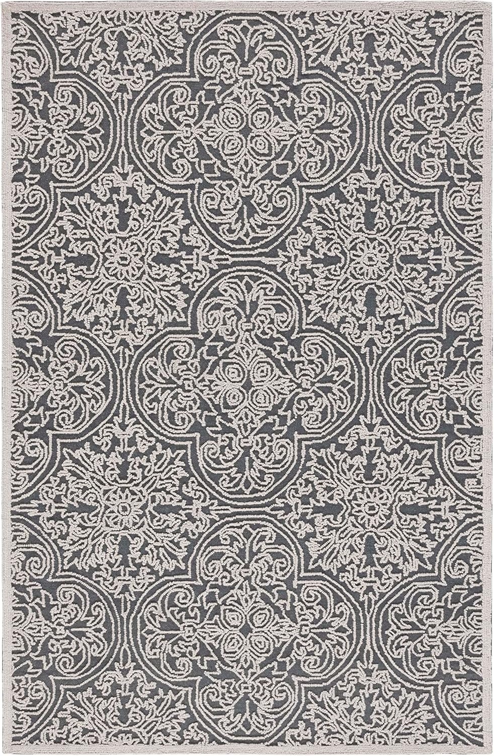 image:imageSAFAVIEH Area Rug 8x10 Trace Collection Large Ivory Handmade Wool Ideal for Living Room Bedroom Office Dining Space TRC101CDark GreyLight Grey