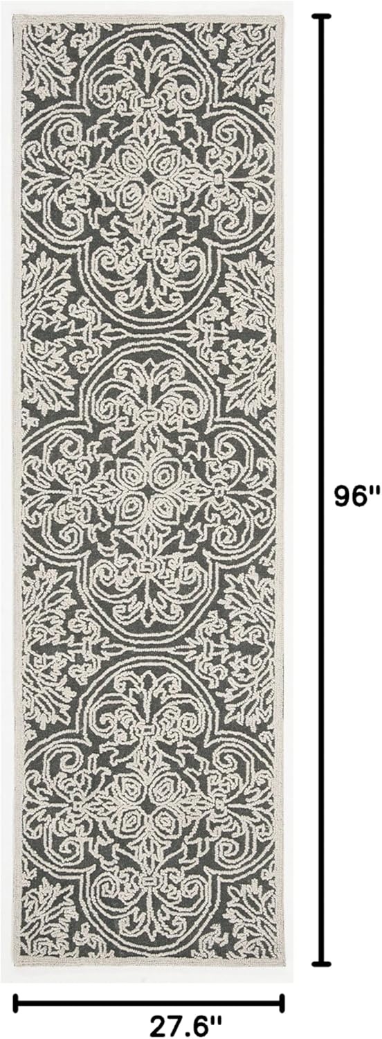 image:imageSAFAVIEH Area Rug 8x10 Trace Collection Large Ivory Handmade Wool Ideal for Living Room Bedroom Office Dining Space TRC101CDark GreyLight Grey