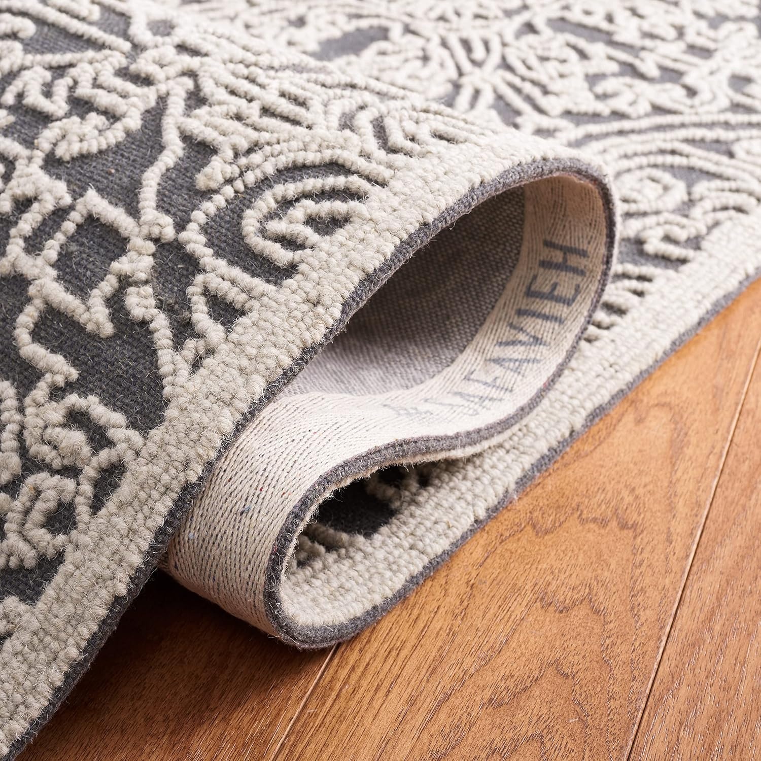 image:imageSAFAVIEH Area Rug 8x10 Trace Collection Large Ivory Handmade Wool Ideal for Living Room Bedroom Office Dining Space TRC101CDark GreyLight Grey