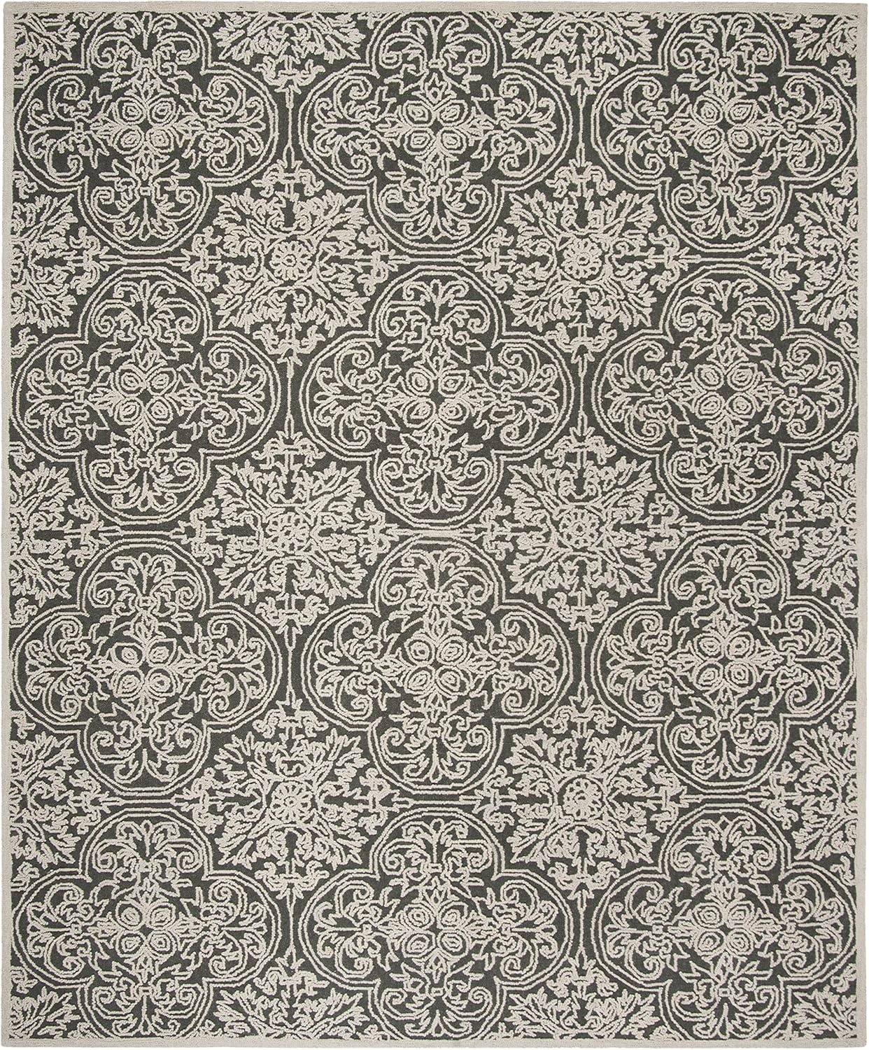 image:imageSAFAVIEH Area Rug 8x10 Trace Collection Large Ivory Handmade Wool Ideal for Living Room Bedroom Office Dining Space TRC101CDark GreyLight Grey
