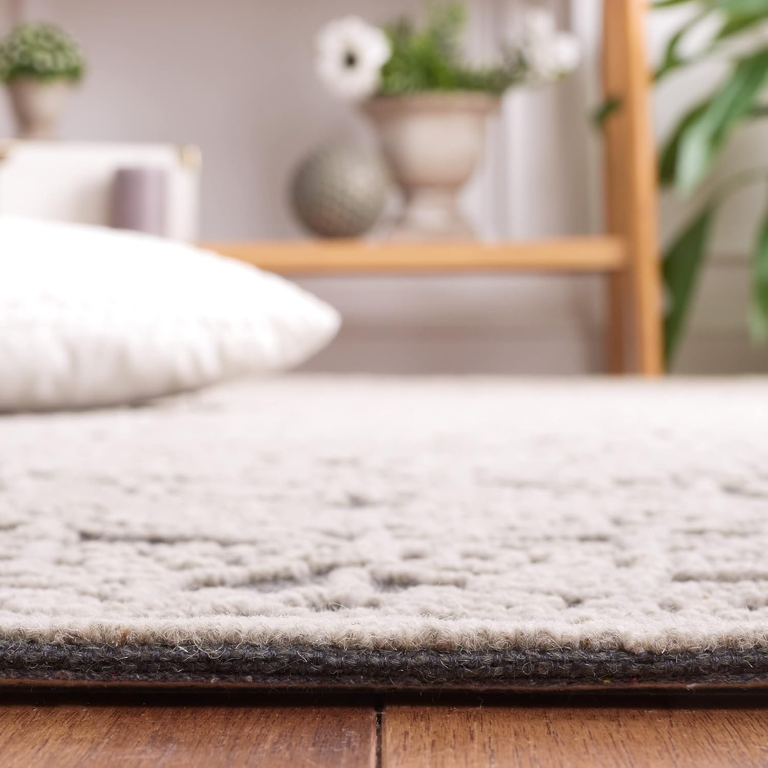 image:imageSAFAVIEH Area Rug 8x10 Trace Collection Large Ivory Handmade Wool Ideal for Living Room Bedroom Office Dining Space TRC101CDark GreyLight Grey