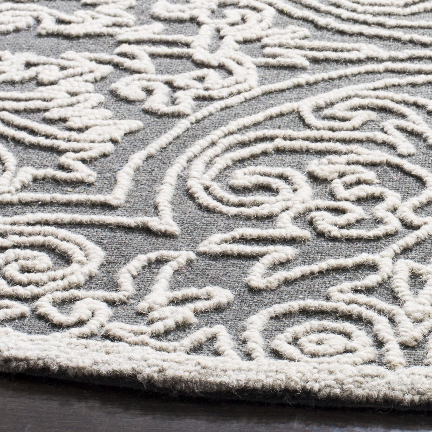 image:imageSAFAVIEH Area Rug 8x10 Trace Collection Large Ivory Handmade Wool Ideal for Living Room Bedroom Office Dining Space TRC101CDark GreyLight Grey