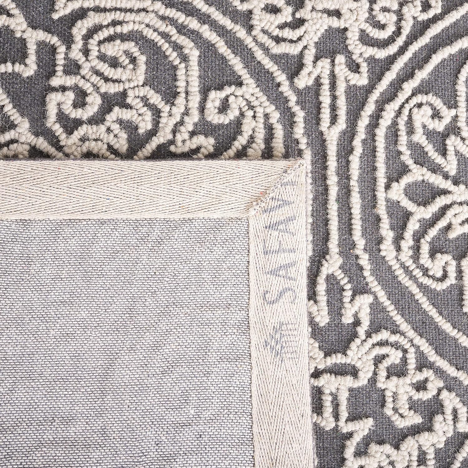 image:imageSAFAVIEH Area Rug 8x10 Trace Collection Large Ivory Handmade Wool Ideal for Living Room Bedroom Office Dining Space TRC101CDark GreyLight Grey