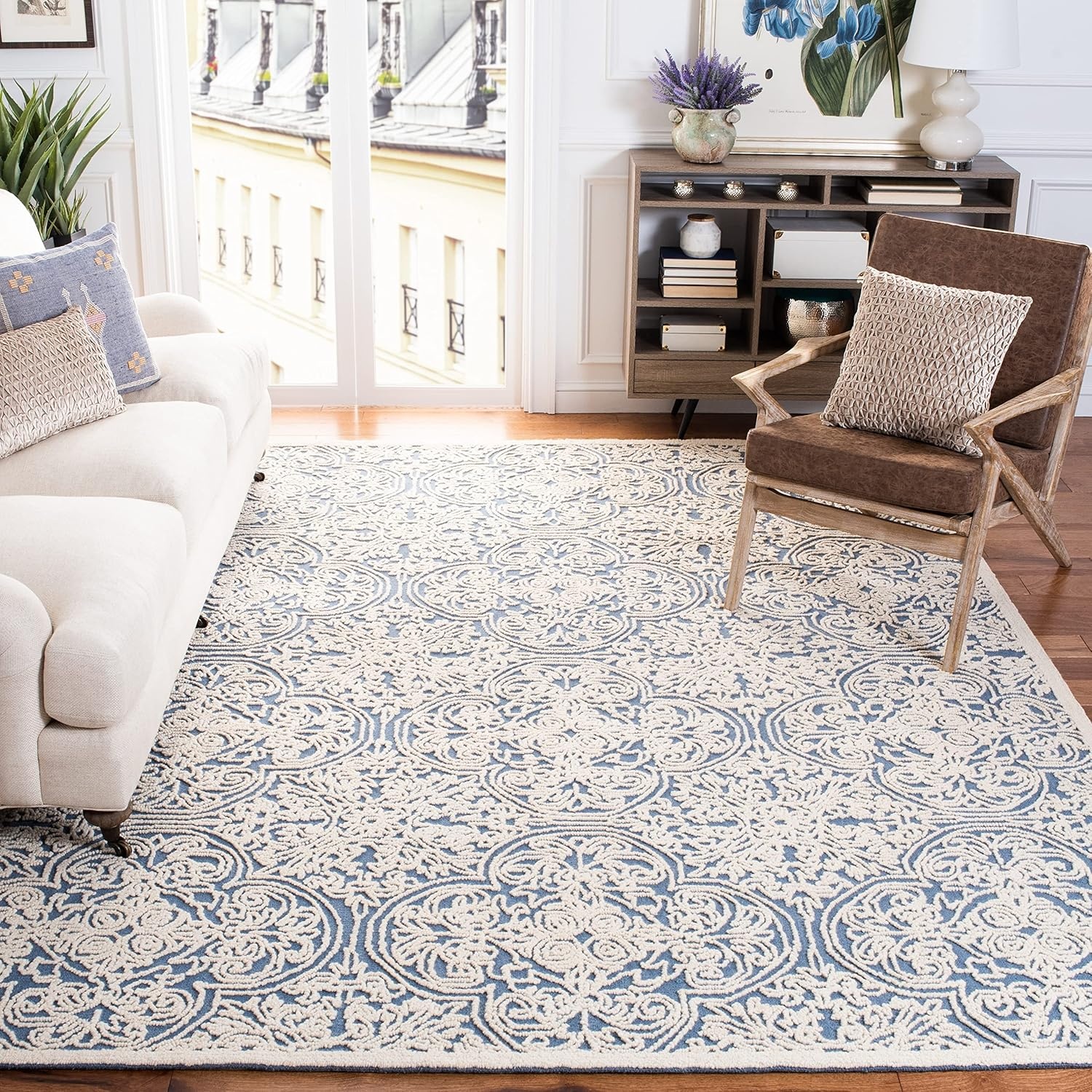 image:imageSAFAVIEH Area Rug 8x10 Trace Collection Large Ivory Handmade Wool Ideal for Living Room Bedroom Office Dining Space TRC101CDark GreyLight Grey