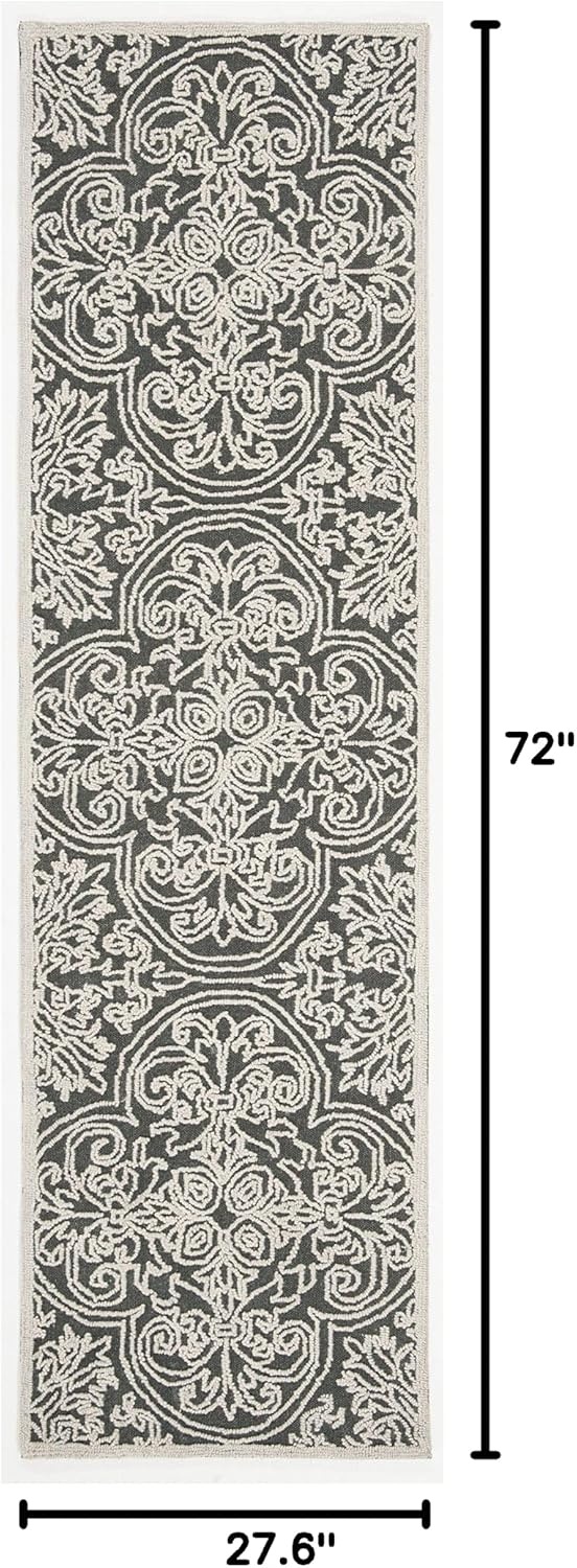 image:imageSAFAVIEH Area Rug 8x10 Trace Collection Large Ivory Handmade Wool Ideal for Living Room Bedroom Office Dining Space TRC101CDark GreyLight Grey