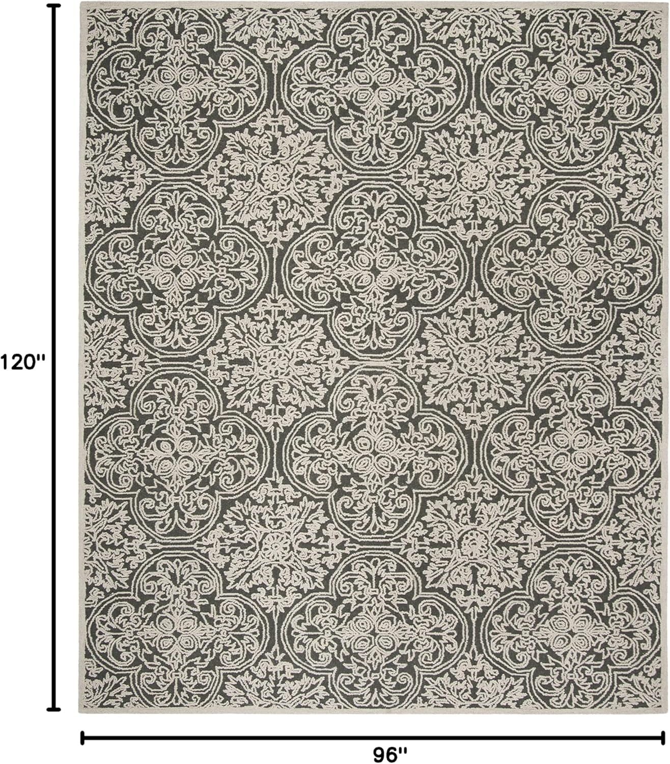 image:imageSAFAVIEH Area Rug 8x10 Trace Collection Large Ivory Handmade Wool Ideal for Living Room Bedroom Office Dining Space TRC101CDark GreyLight Grey