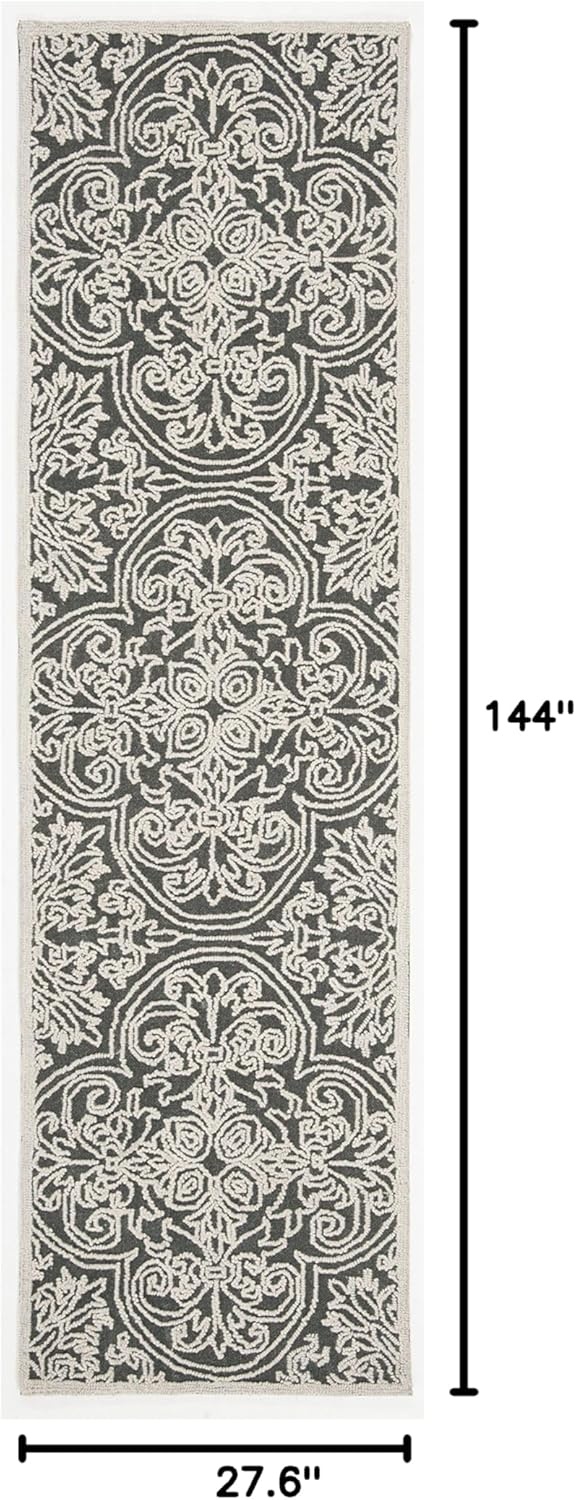 image:imageSAFAVIEH Area Rug 8x10 Trace Collection Large Ivory Handmade Wool Ideal for Living Room Bedroom Office Dining Space TRC101CDark GreyLight Grey