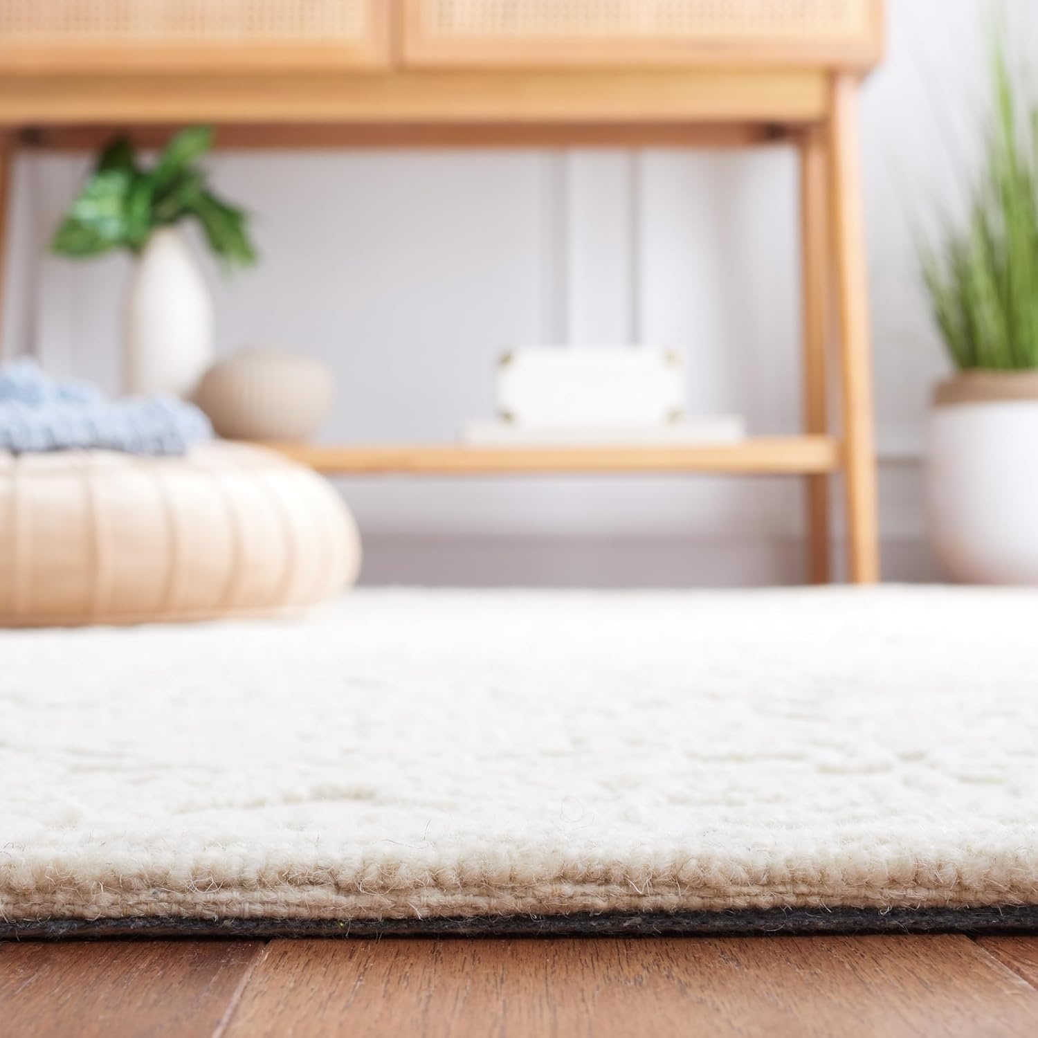 image:imageSAFAVIEH Area Rug 8x10 Trace Collection Large Ivory Handmade Wool Ideal for Living Room Bedroom Office Dining Space TRC101CIvory