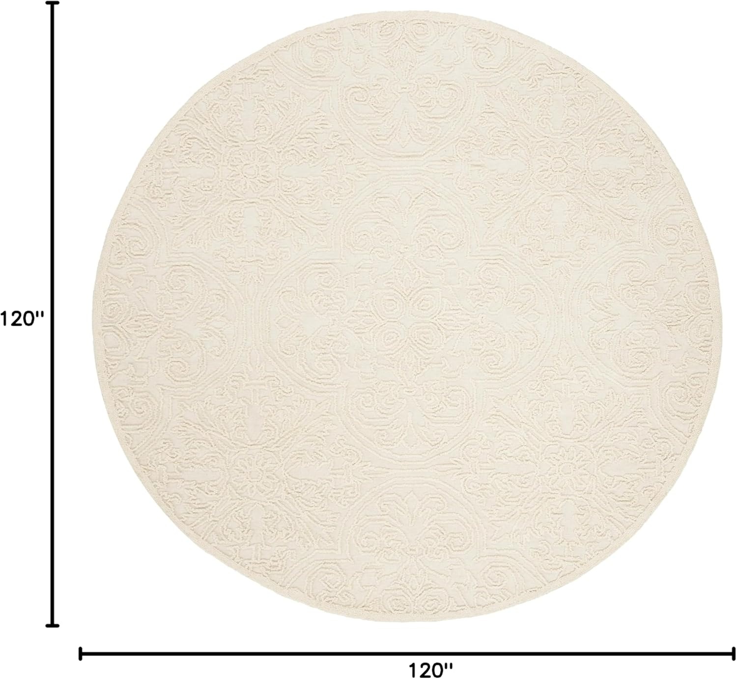 image:imageSAFAVIEH Area Rug 8x10 Trace Collection Large Ivory Handmade Wool Ideal for Living Room Bedroom Office Dining Space TRC101CIvory