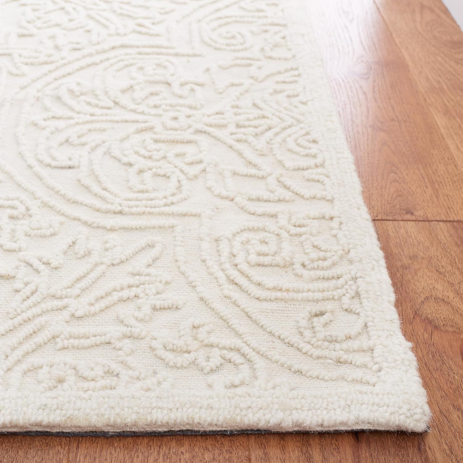 image:imageSAFAVIEH Area Rug 8x10 Trace Collection Large Ivory Handmade Wool Ideal for Living Room Bedroom Office Dining Space TRC101CIvory