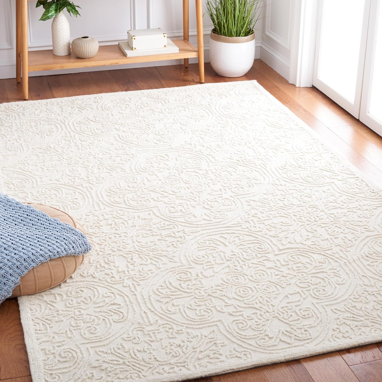 image:imageSAFAVIEH Area Rug 8x10 Trace Collection Large Ivory Handmade Wool Ideal for Living Room Bedroom Office Dining Space TRC101CIvory