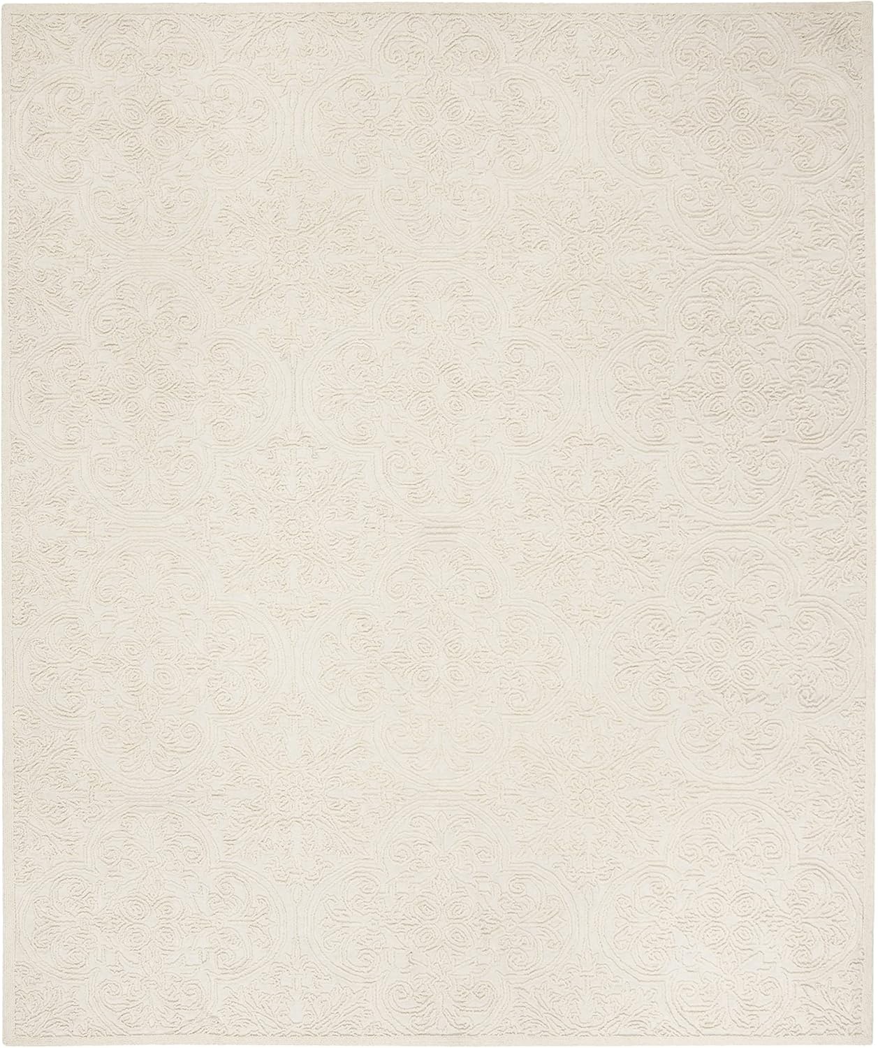 image:imageSAFAVIEH Area Rug 8x10 Trace Collection Large Ivory Handmade Wool Ideal for Living Room Bedroom Office Dining Space TRC101CIvory