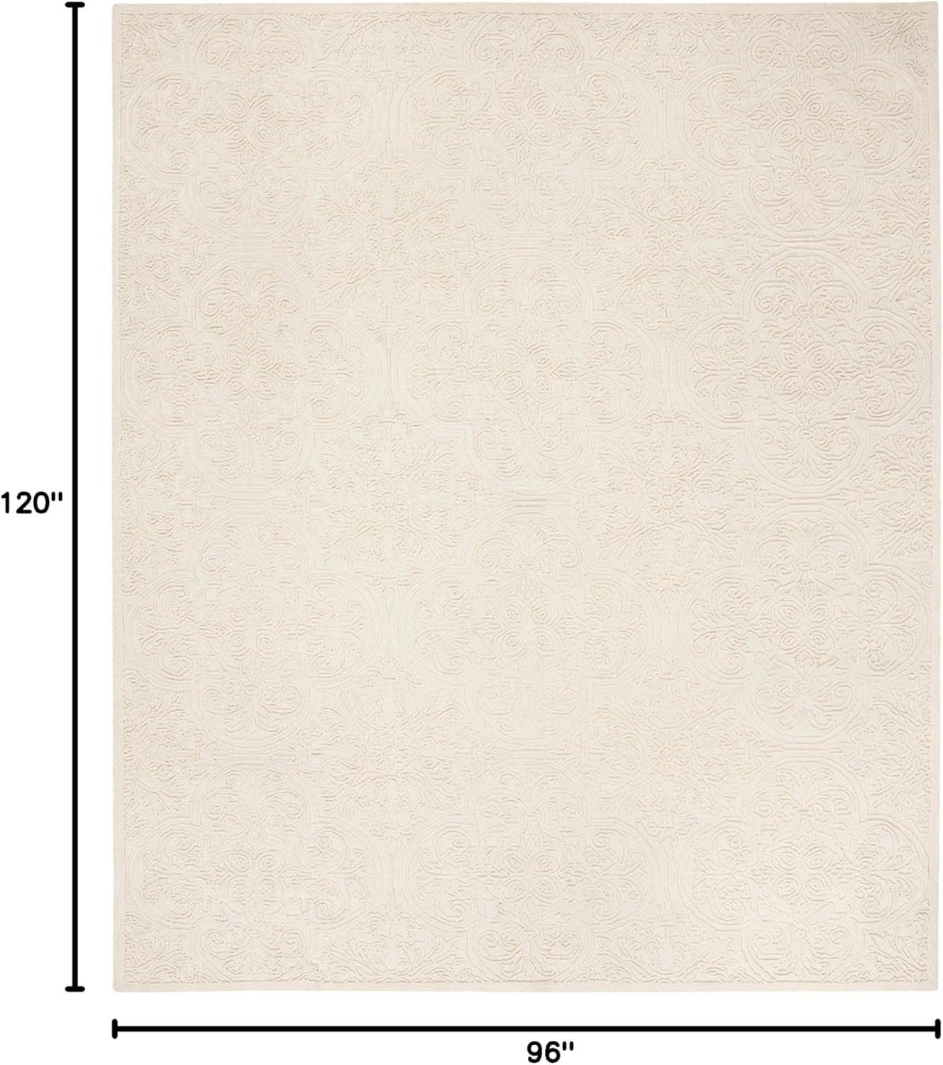 image:imageSAFAVIEH Area Rug 8x10 Trace Collection Large Ivory Handmade Wool Ideal for Living Room Bedroom Office Dining Space TRC101CIvory