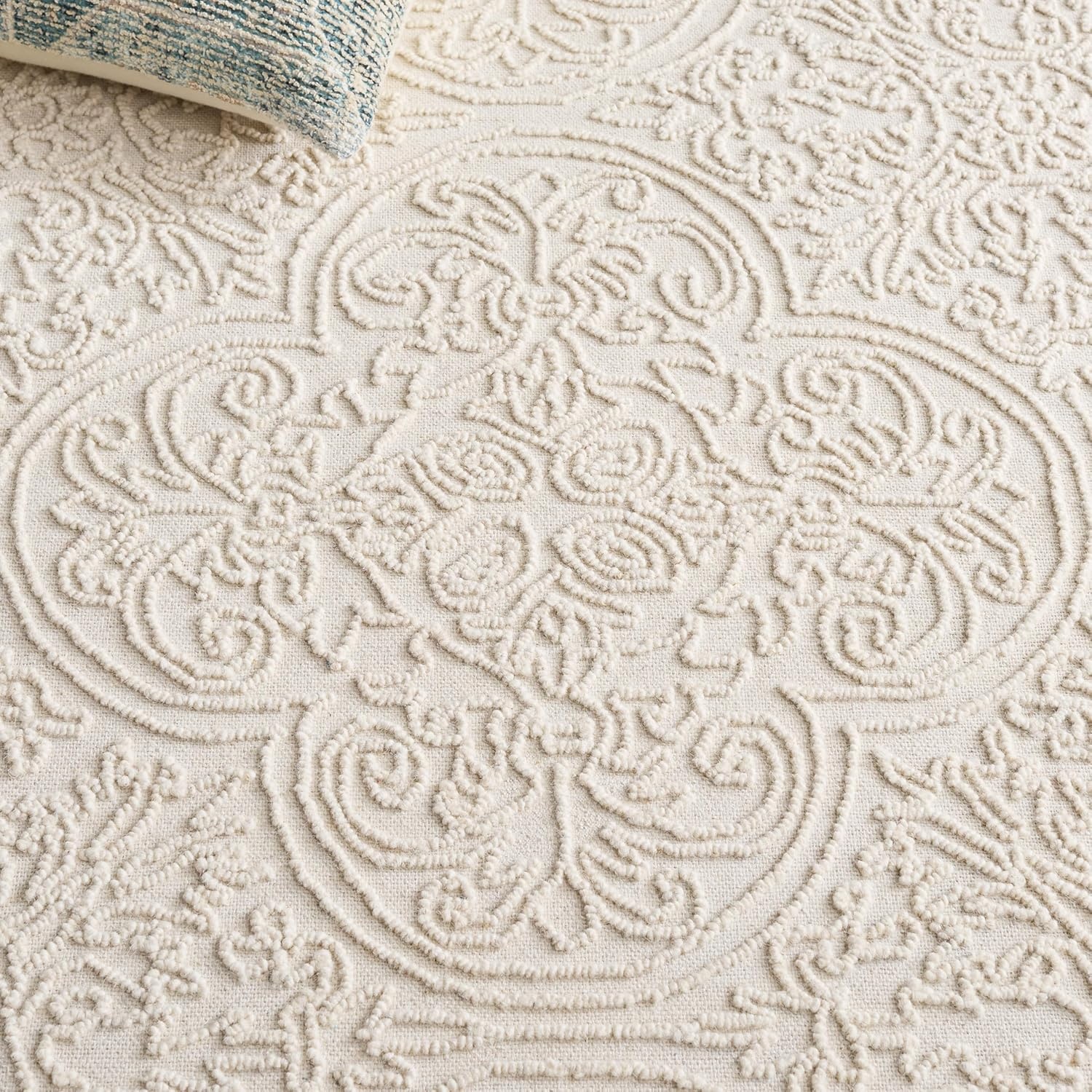 image:imageSAFAVIEH Area Rug 8x10 Trace Collection Large Ivory Handmade Wool Ideal for Living Room Bedroom Office Dining Space TRC101CIvory