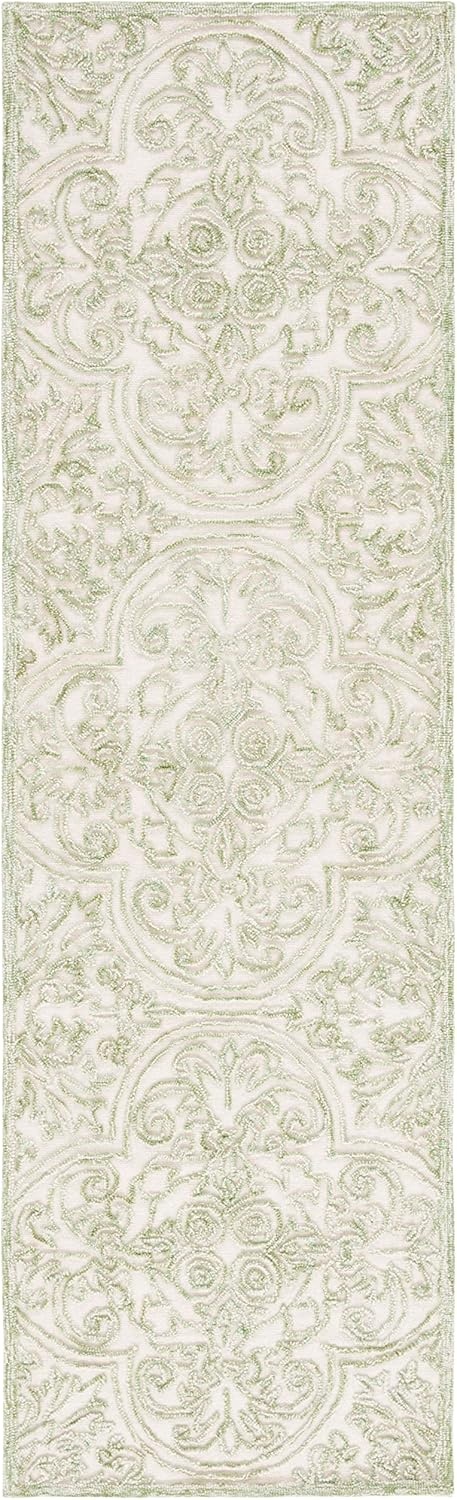 image:imageSAFAVIEH Area Rug 8x10 Trace Collection Large Ivory Handmade Wool Ideal for Living Room Bedroom Office Dining Space TRC101CIvoryGreen